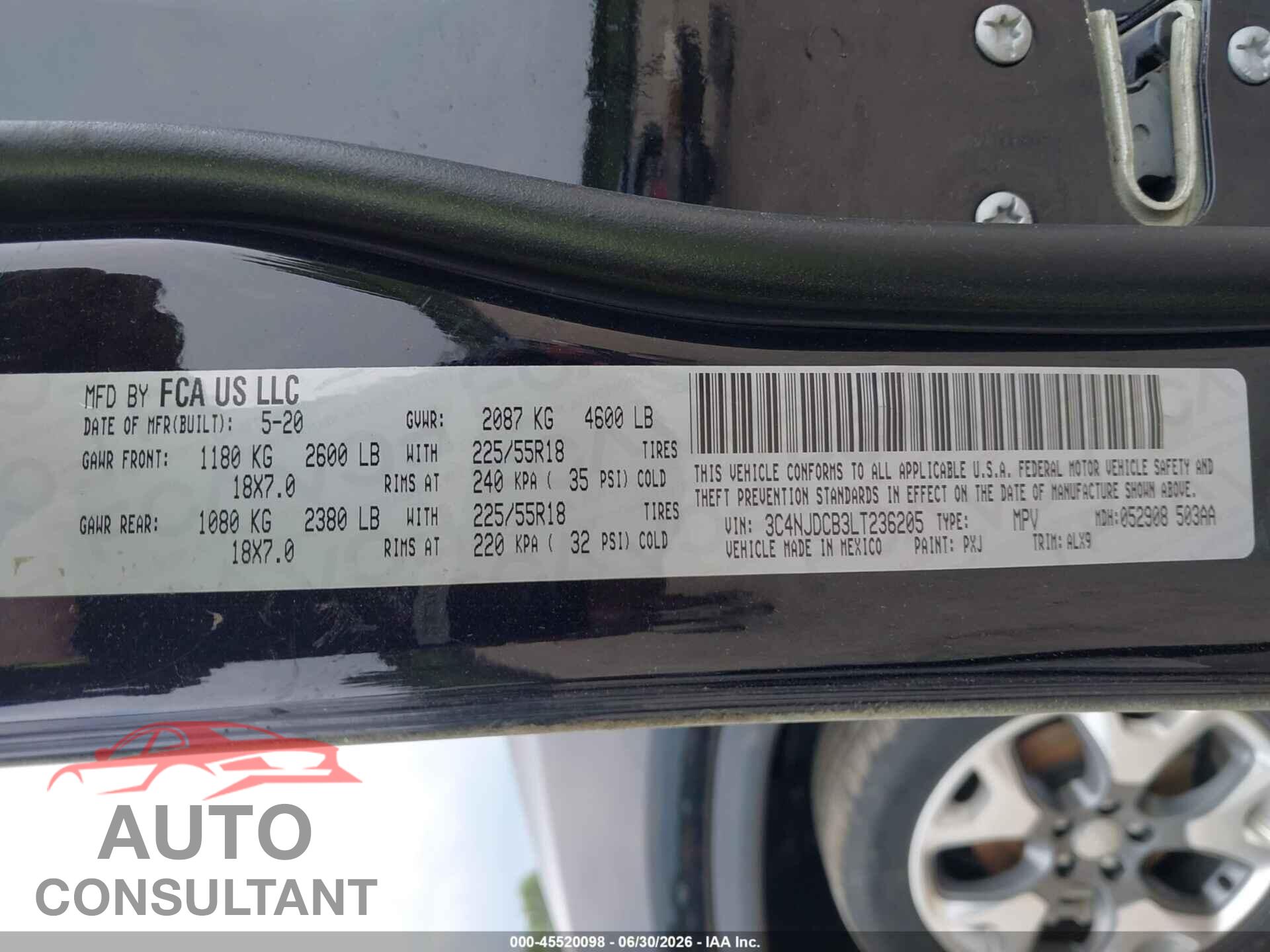 JEEP COMPASS 2020 - 3C4NJDCB3LT236205