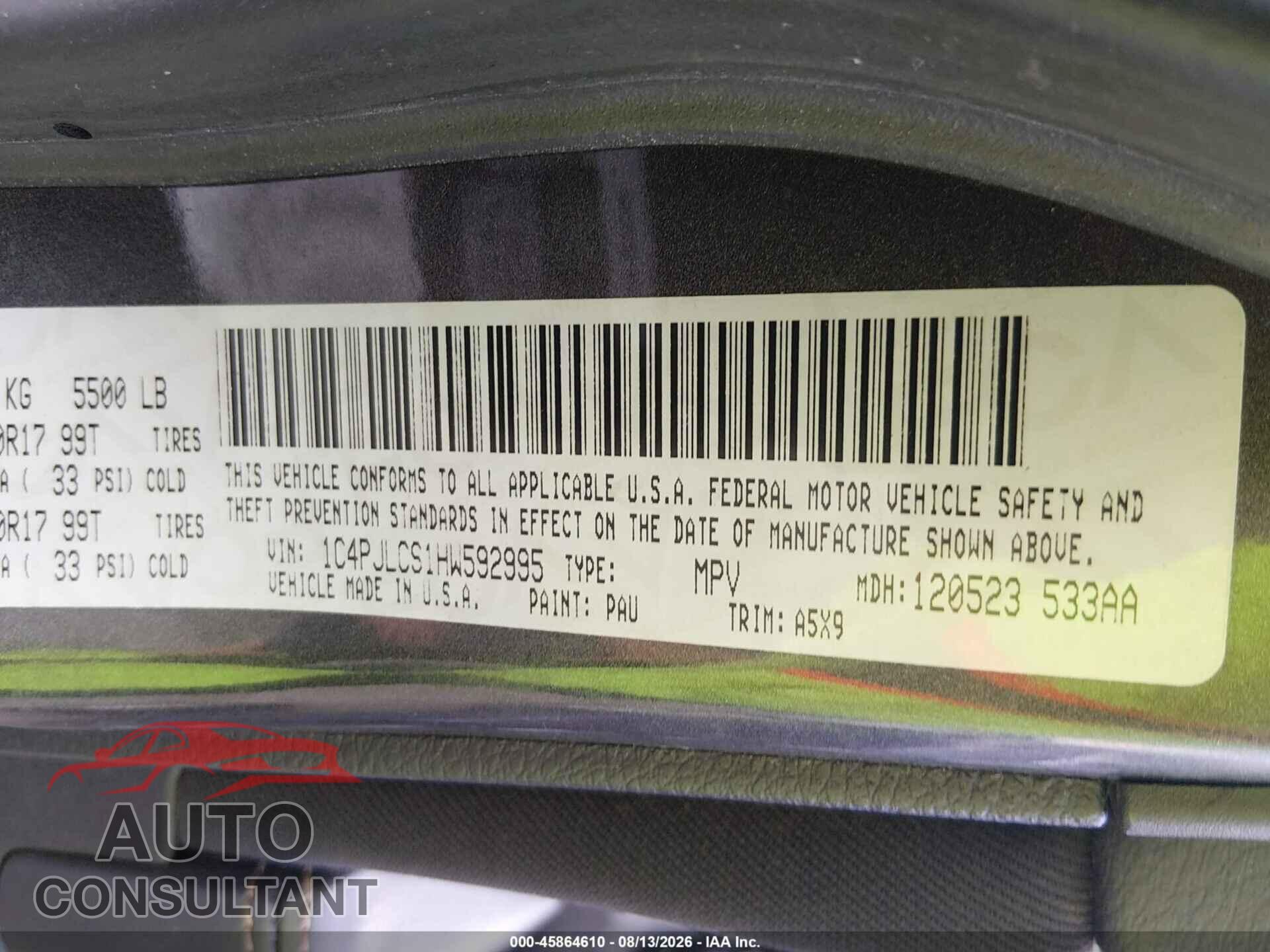 JEEP CHEROKEE 2017 - 1C4PJLCS1HW592995