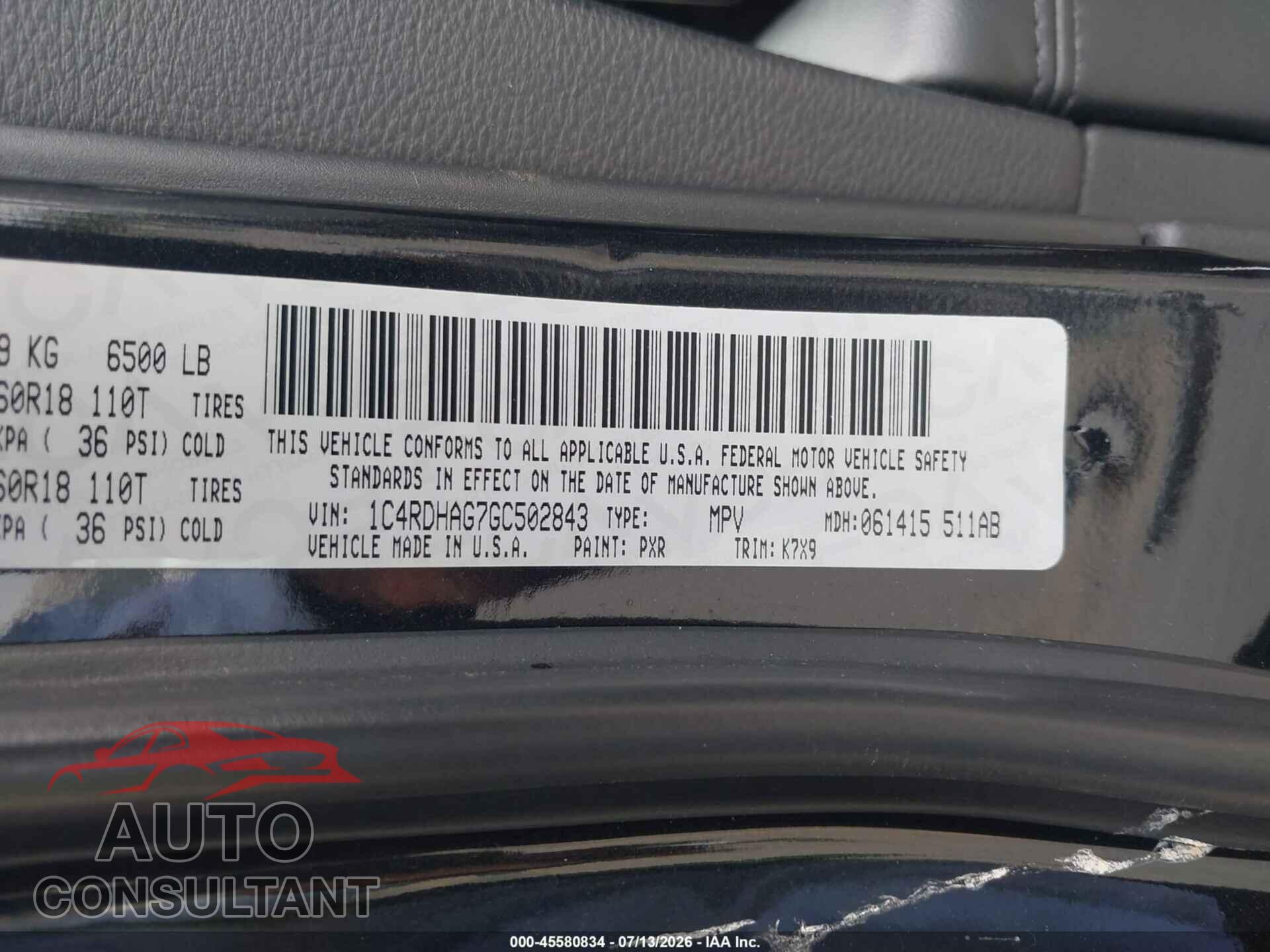 DODGE DURANGO 2016 - 1C4RDHAG7GC502843