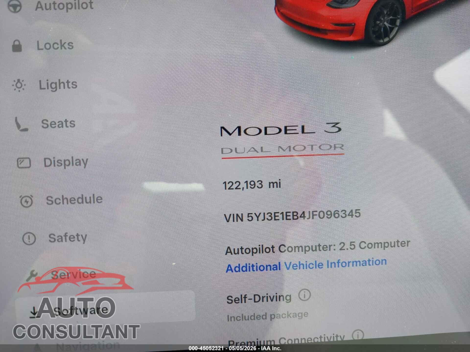 TESLA MODEL 3 2018 - 5YJ3E1EB4JF096345