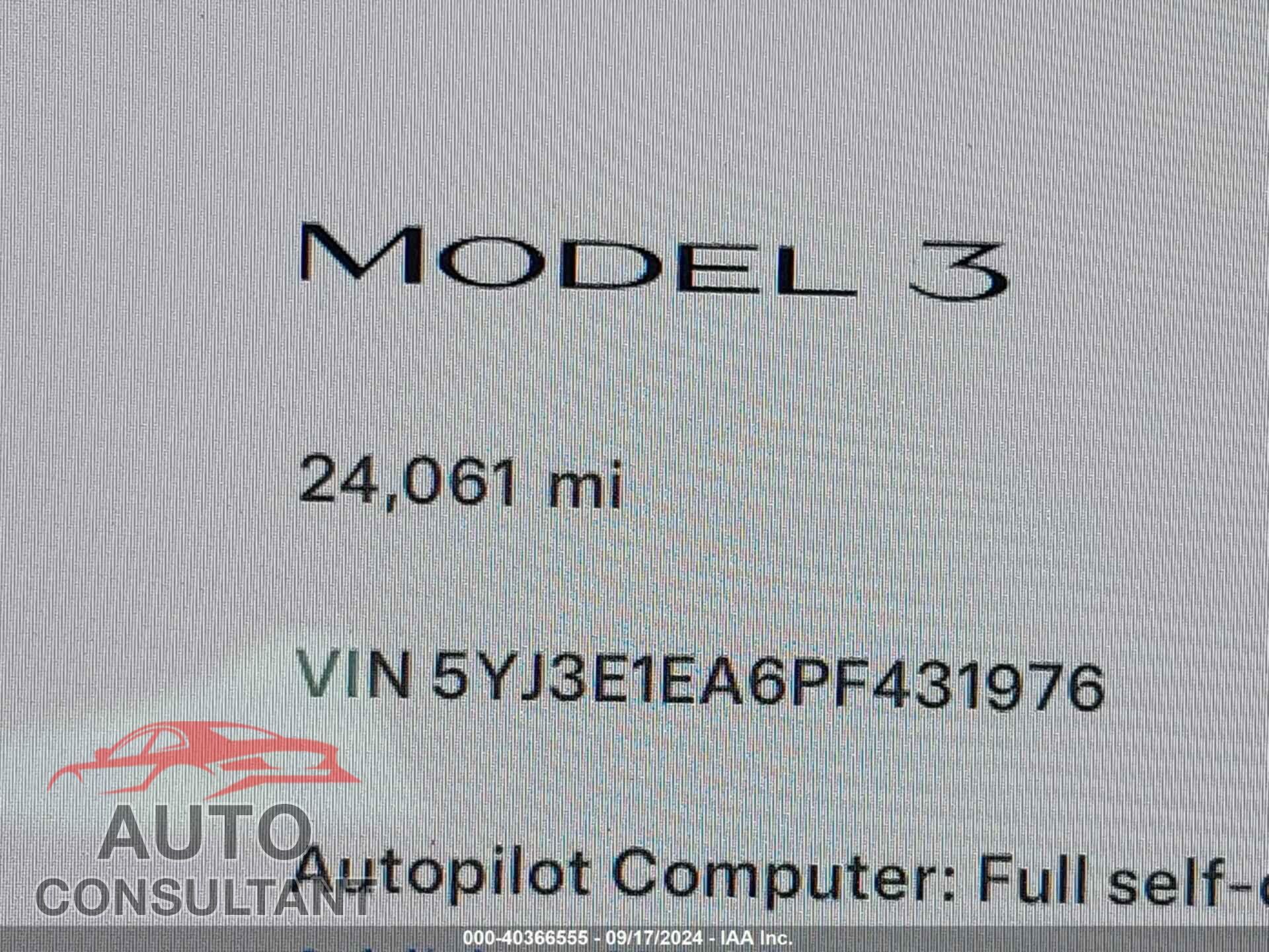 TESLA MODEL 3 2023 - 5YJ3E1EA6PF431976