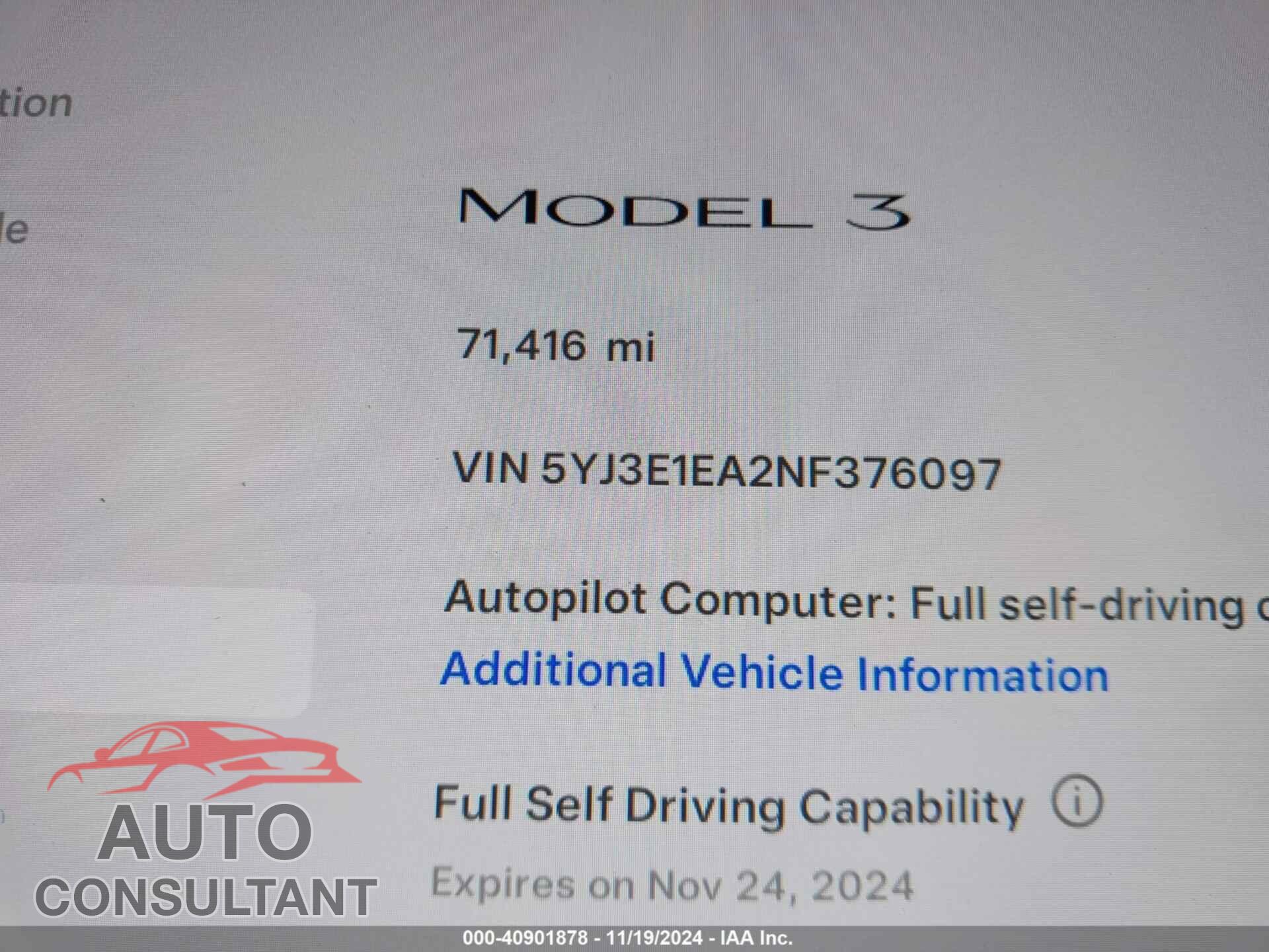 TESLA MODEL 3 2022 - 5YJ3E1EA2NF376097