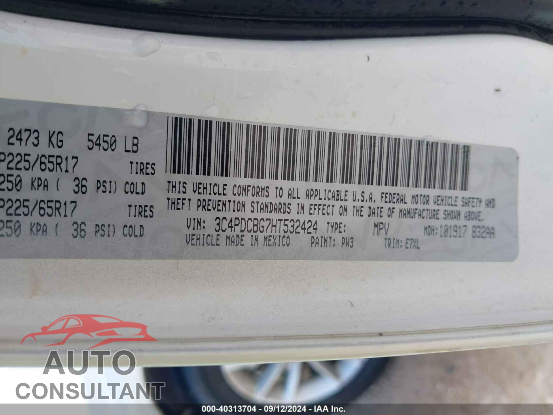 DODGE JOURNEY 2017 - 3C4PDCBG7HT532424