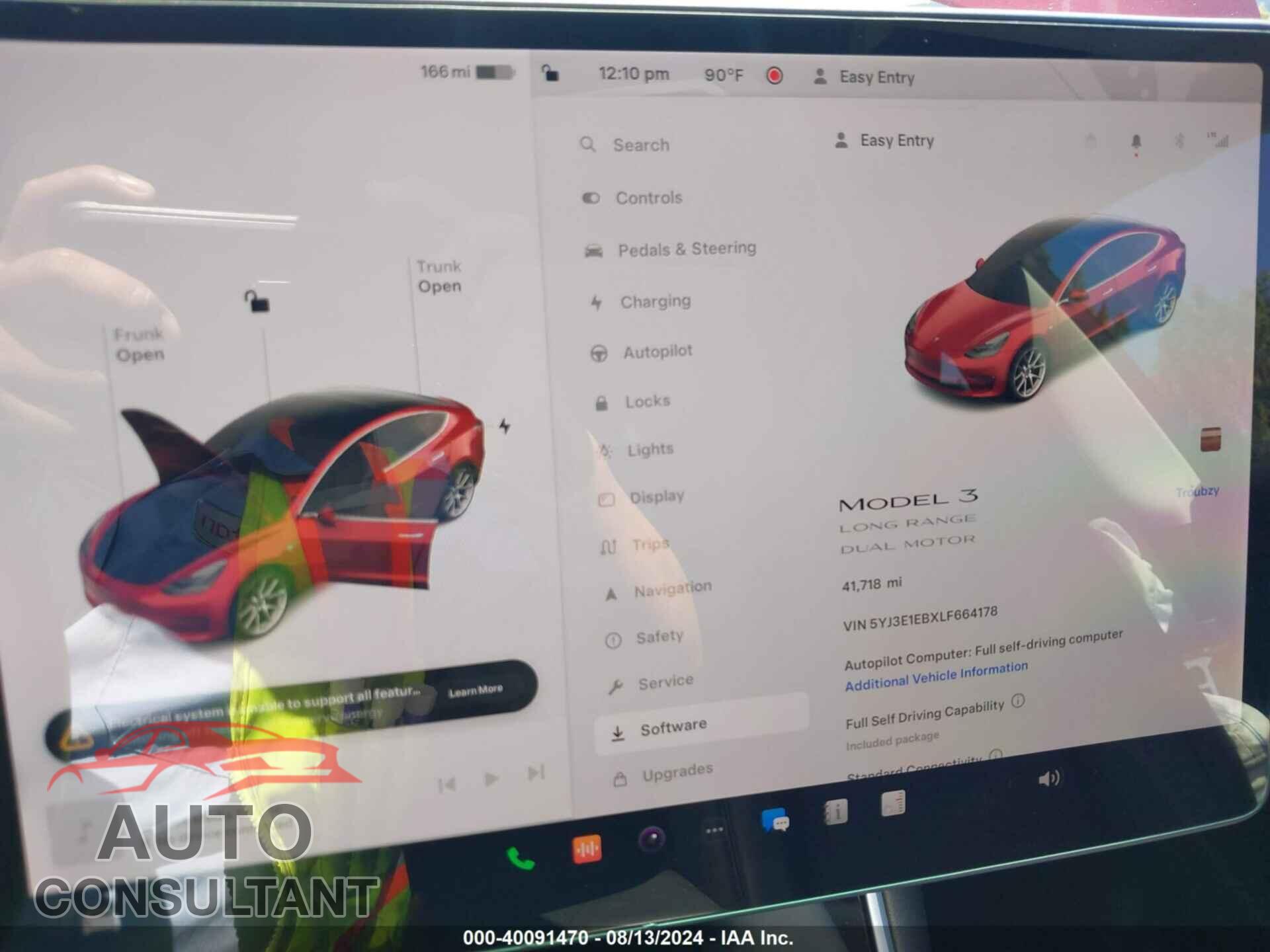 TESLA MODEL 3 2020 - 5YJ3E1EBXLF664178