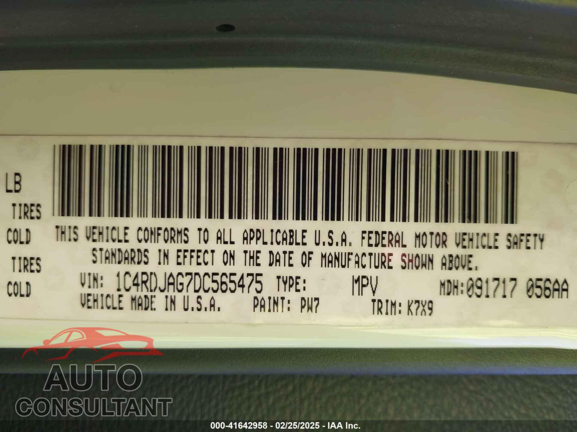DODGE DURANGO 2013 - 1C4RDJAG7DC565475