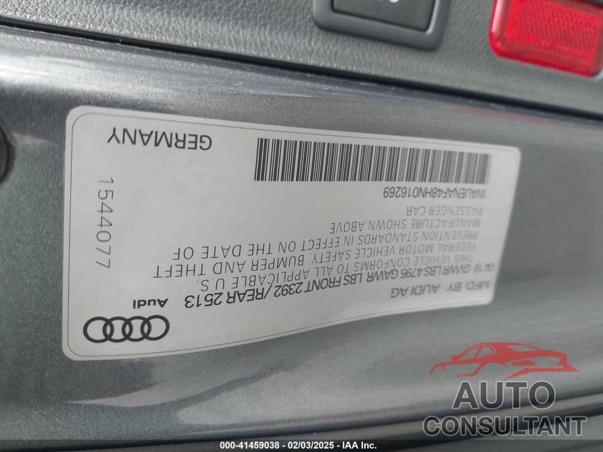 AUDI A4 2017 - WAUENAF48HN016269