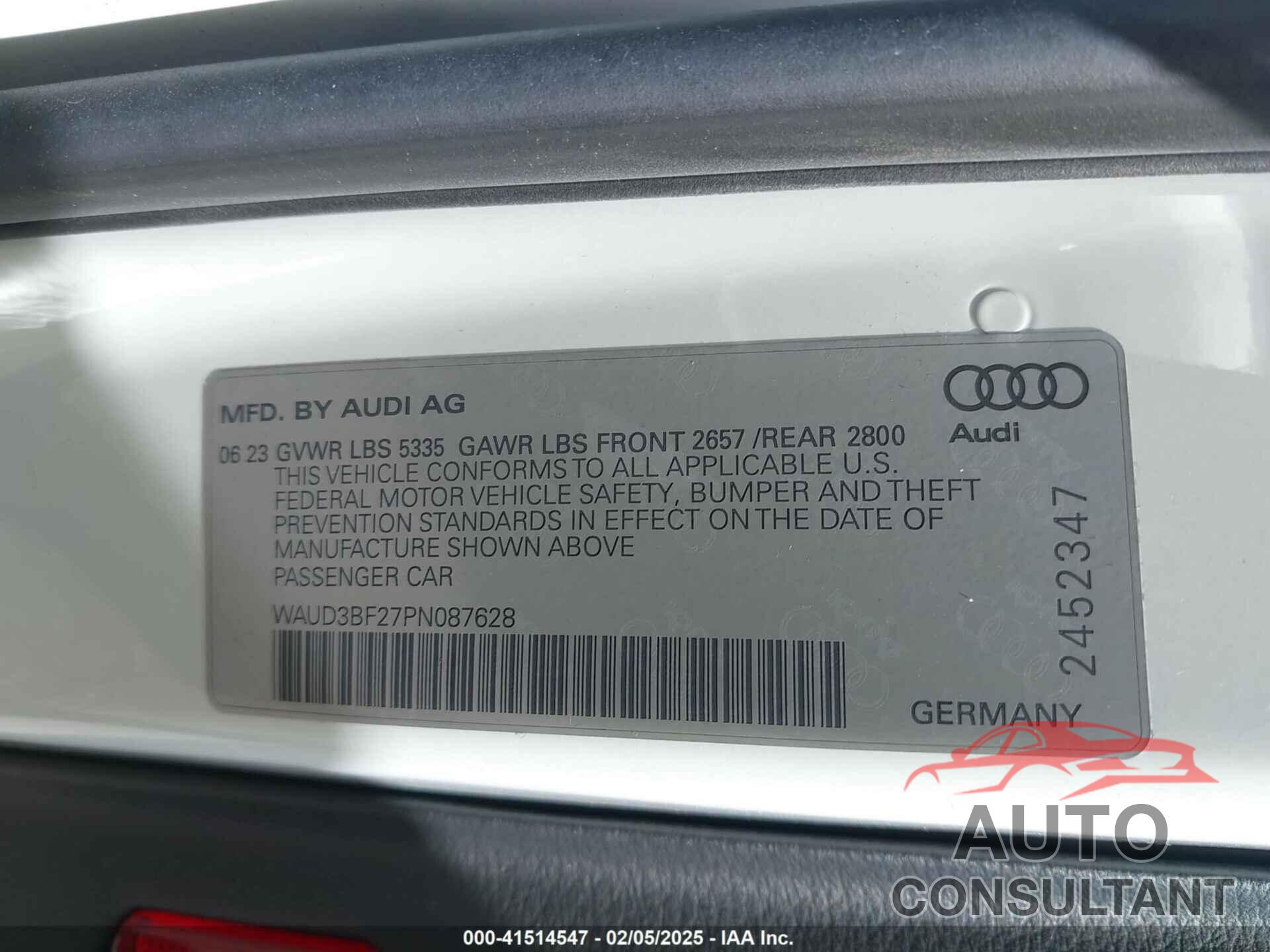 AUDI A6 2023 - WAUD3BF27PN087628