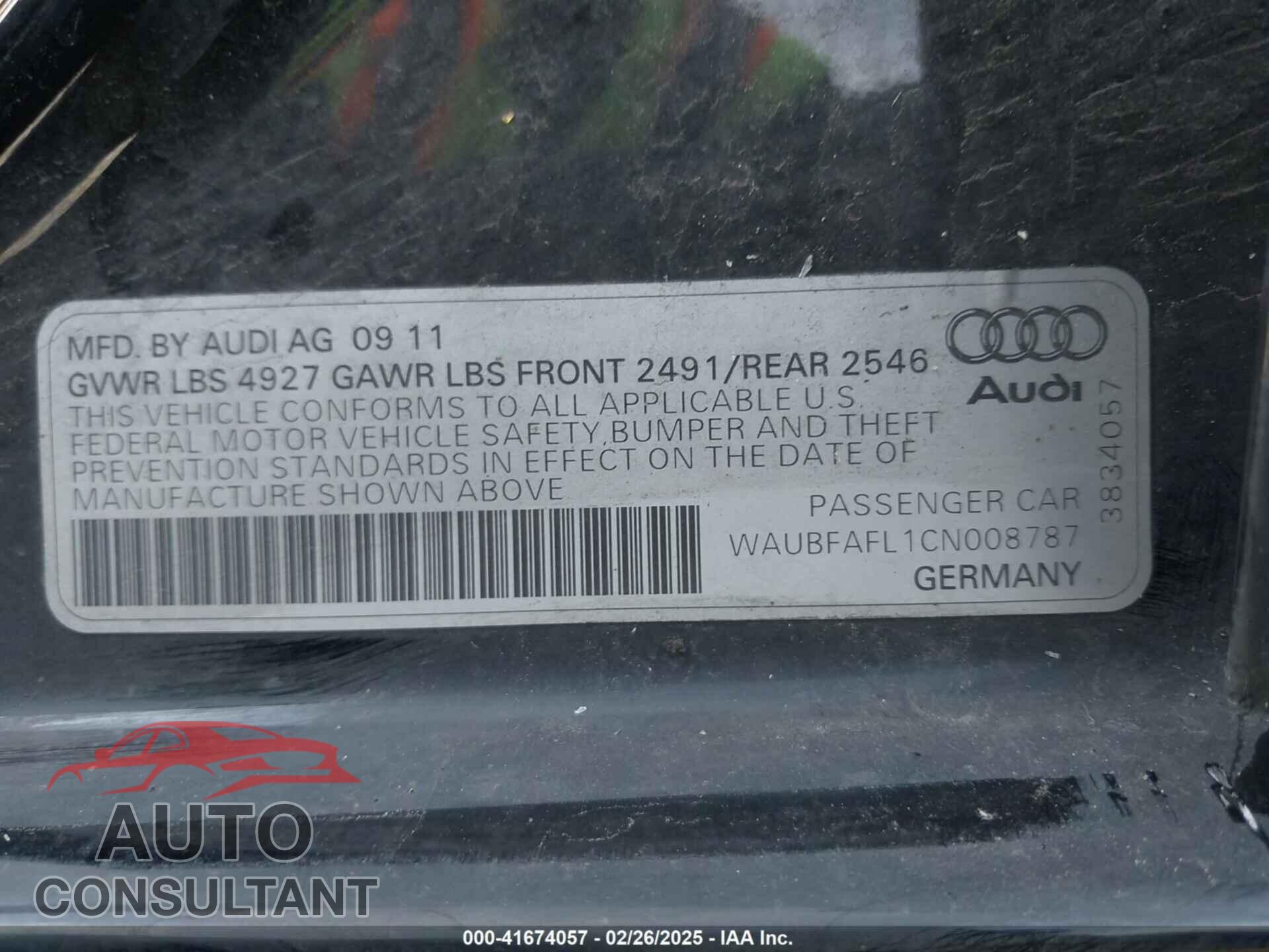 AUDI A4 2012 - WAUBFAFL1CN008787