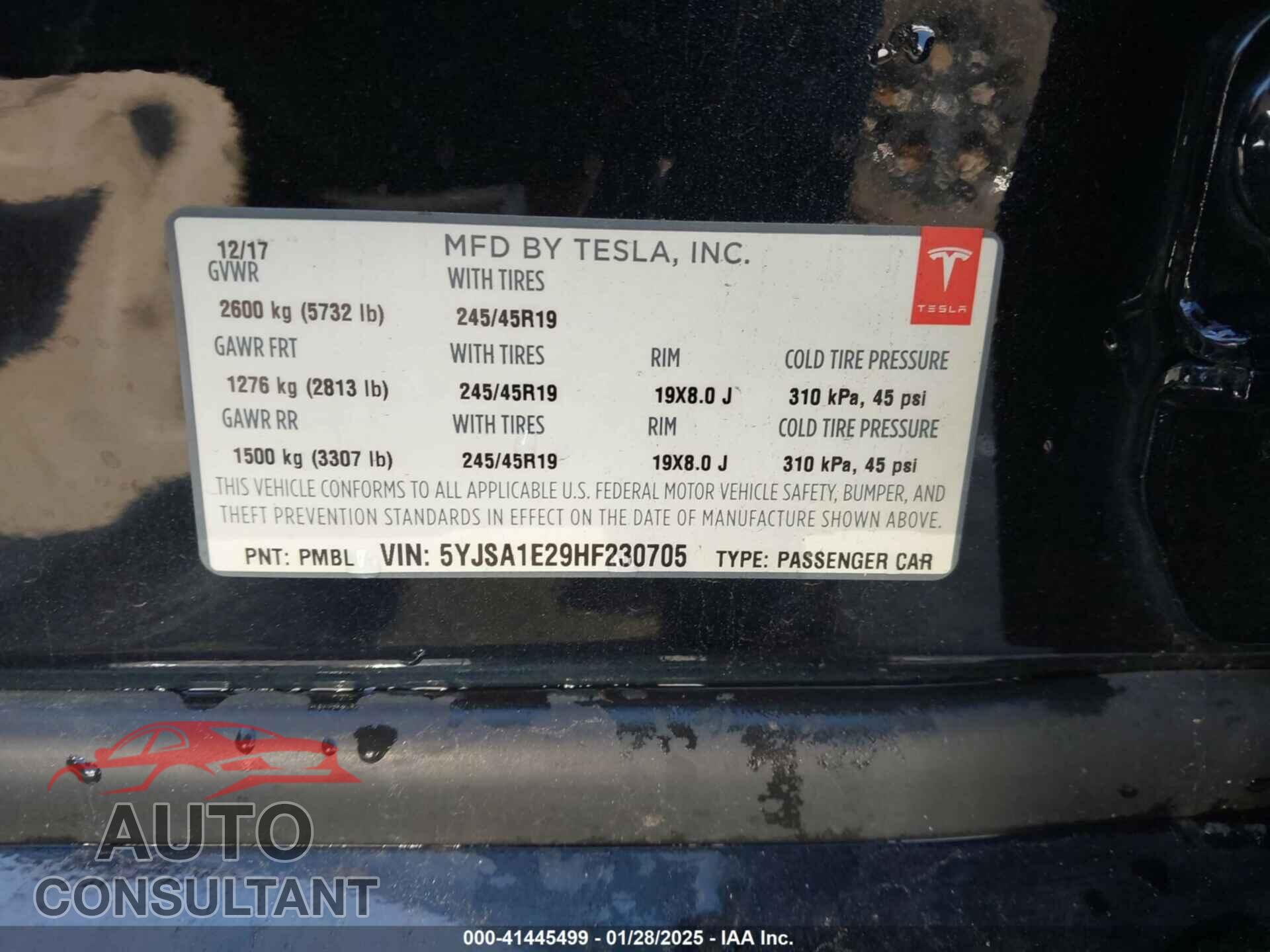 TESLA MODEL S 2017 - 5YJSA1E29HF230705