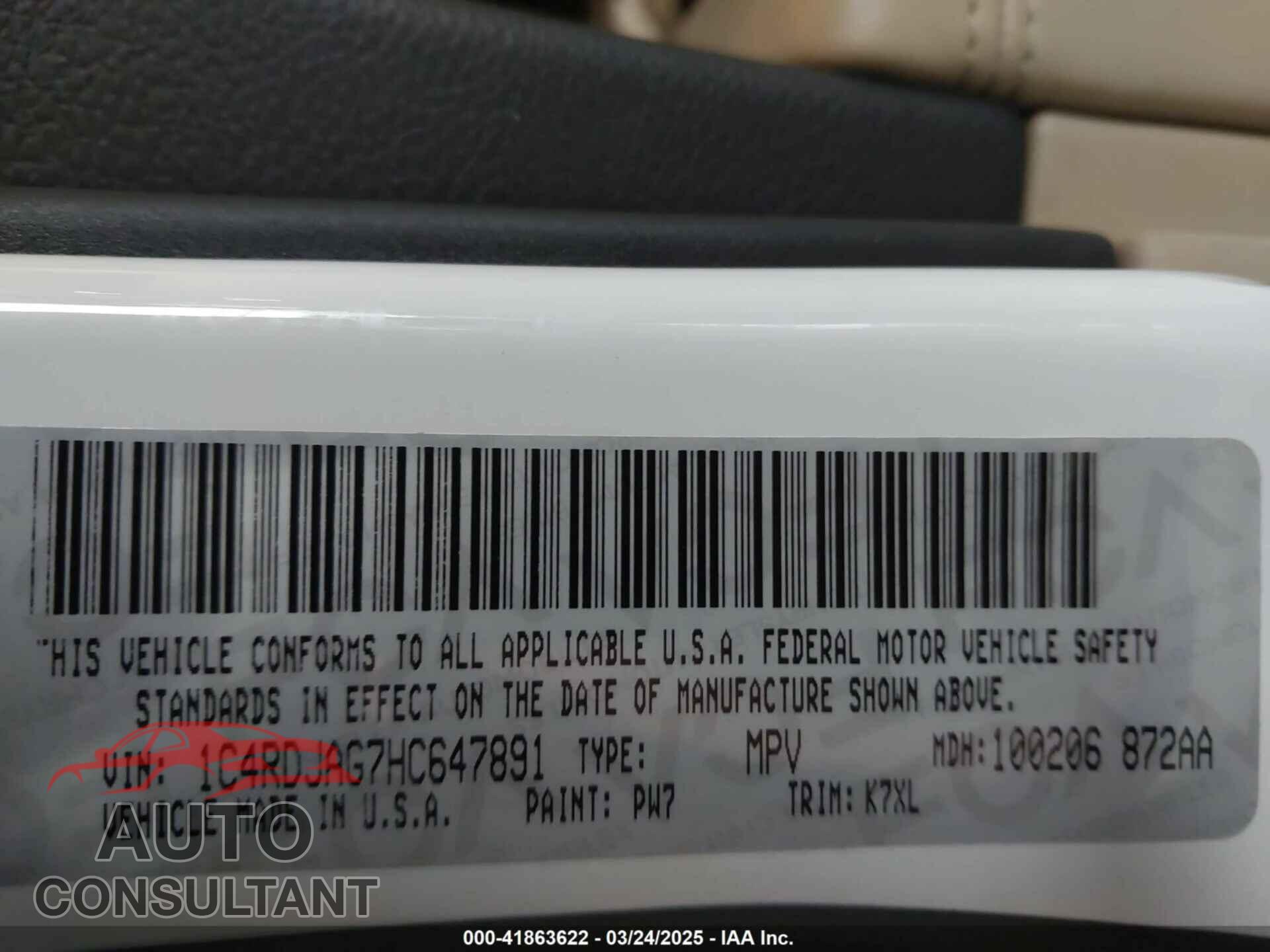 DODGE DURANGO 2017 - 1C4RDJAG7HC647891