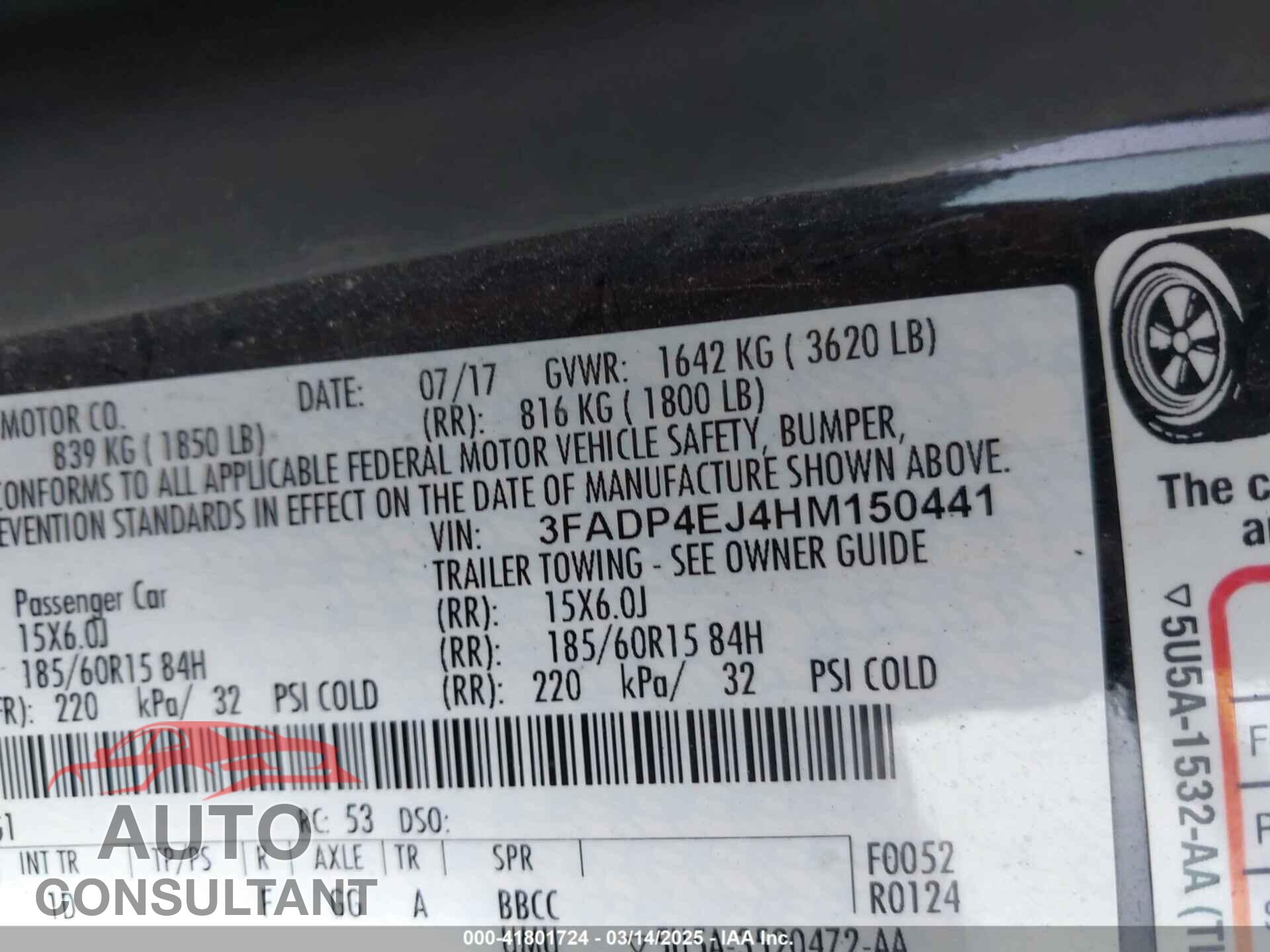 FORD FIESTA 2017 - 3FADP4EJ4HM150441
