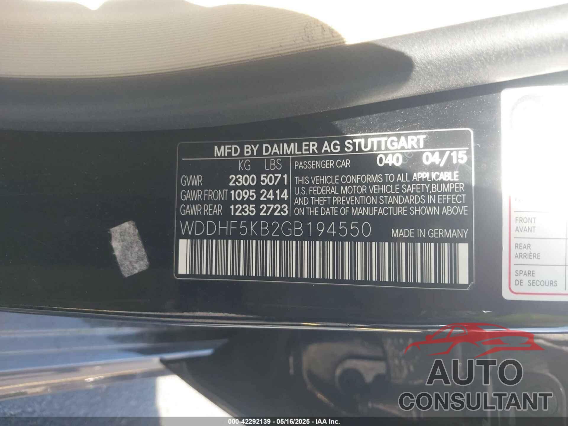 MERCEDES-BENZ E 350 2016 - WDDHF5KB2GB194550
