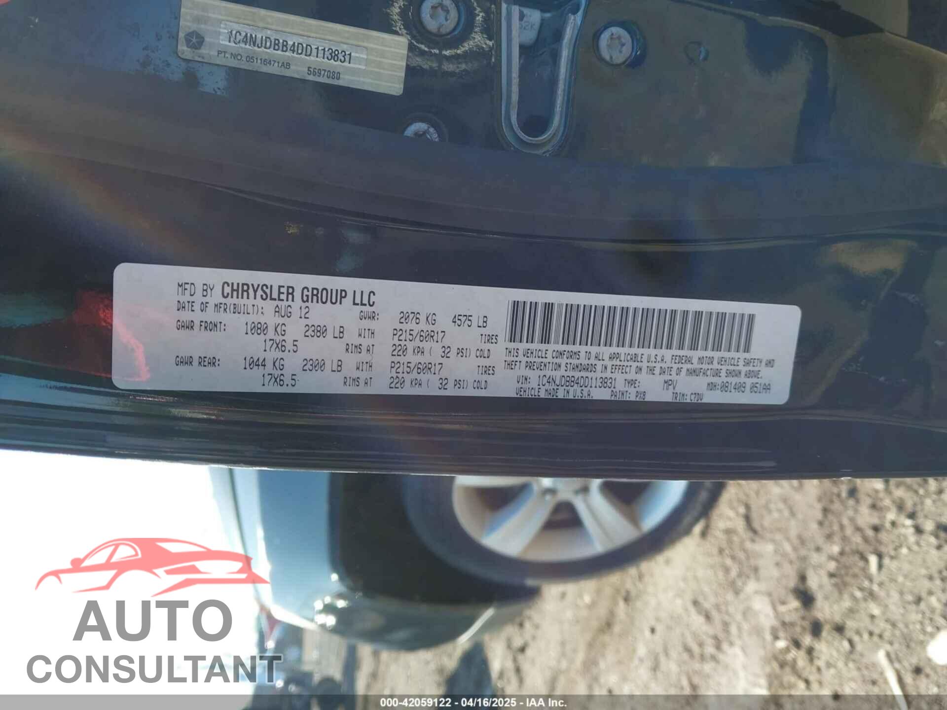 JEEP COMPASS 2013 - 1C4NJDBB4DD113831