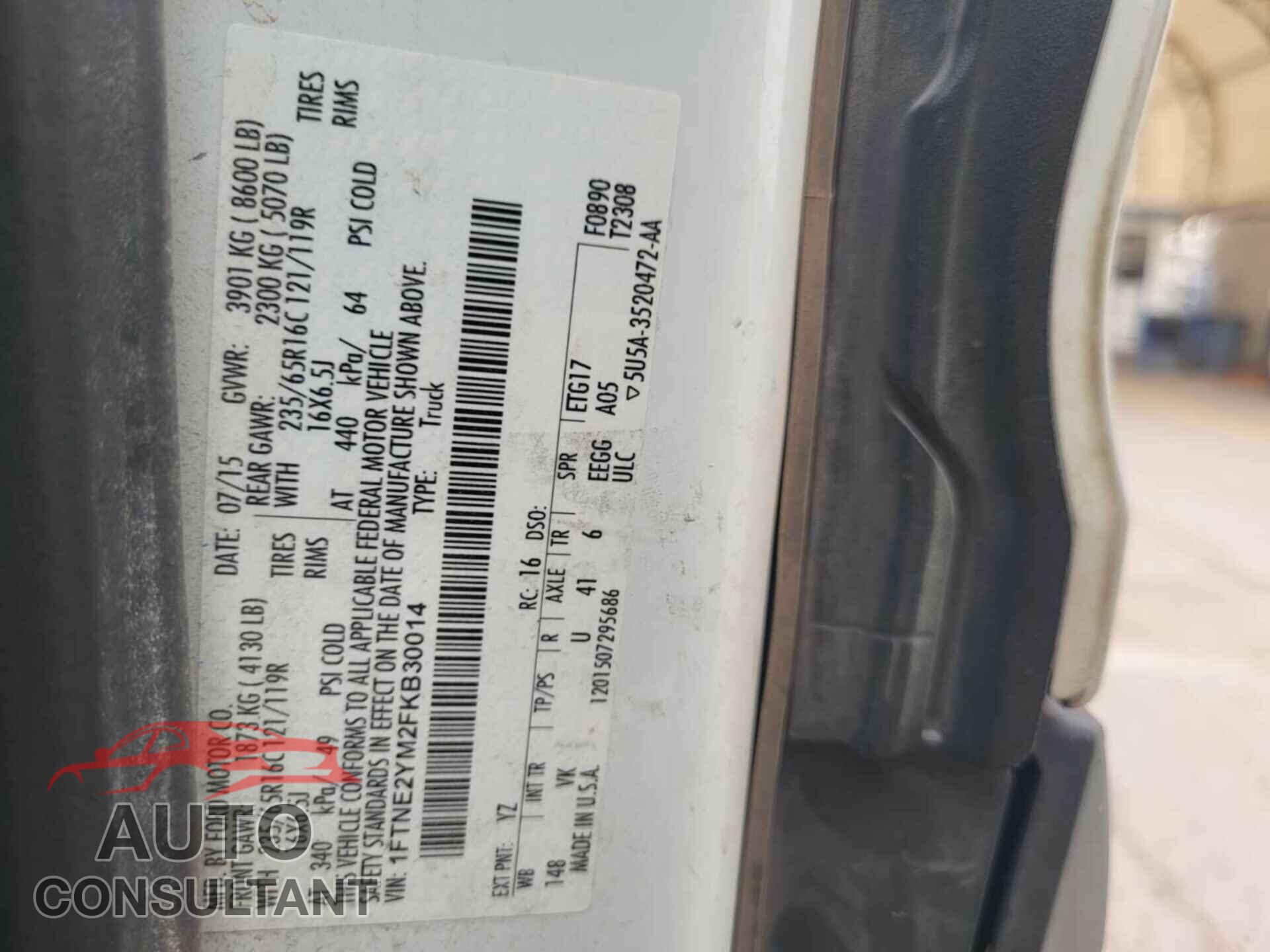 FORD TRANSIT 2015 - 1FTNE2YM2FKB30014