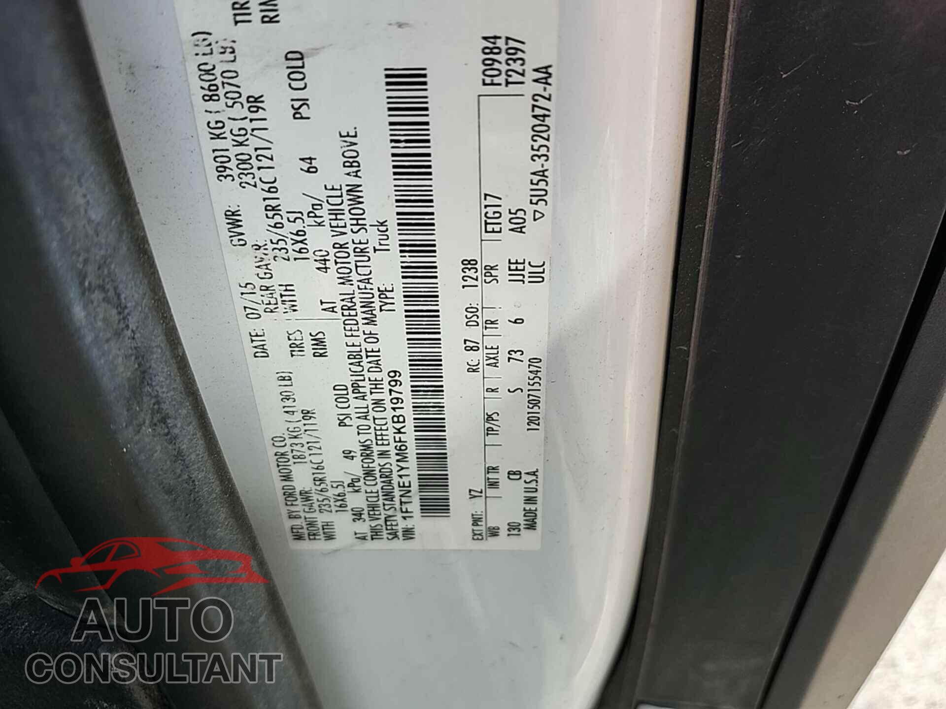 FORD TRANSIT 2015 - 1FTNE1YM6FKB19799