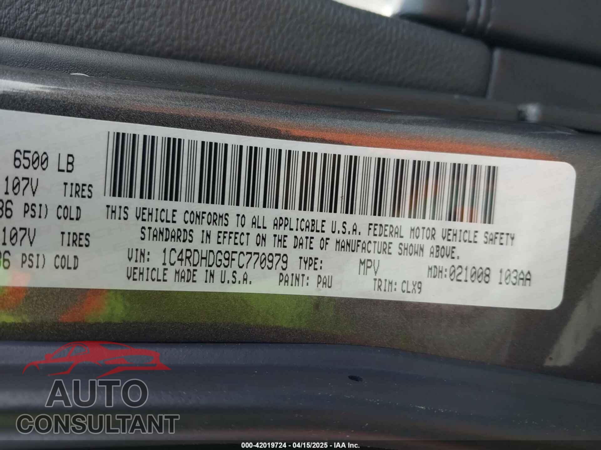 DODGE DURANGO 2015 - 1C4RDHDG9FC770979