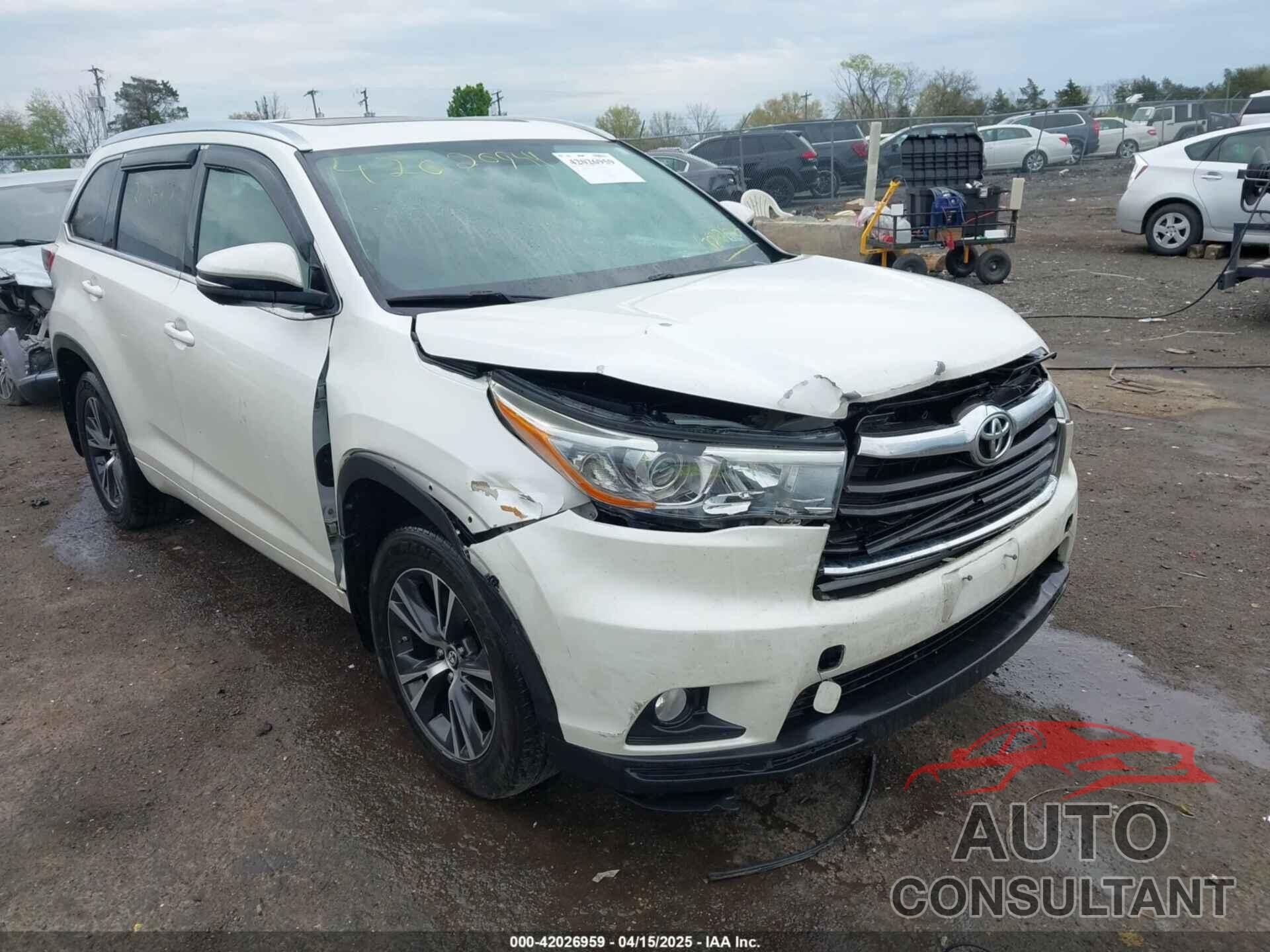 TOYOTA HIGHLANDER 2016 - 5TDJKRFH4GS323202