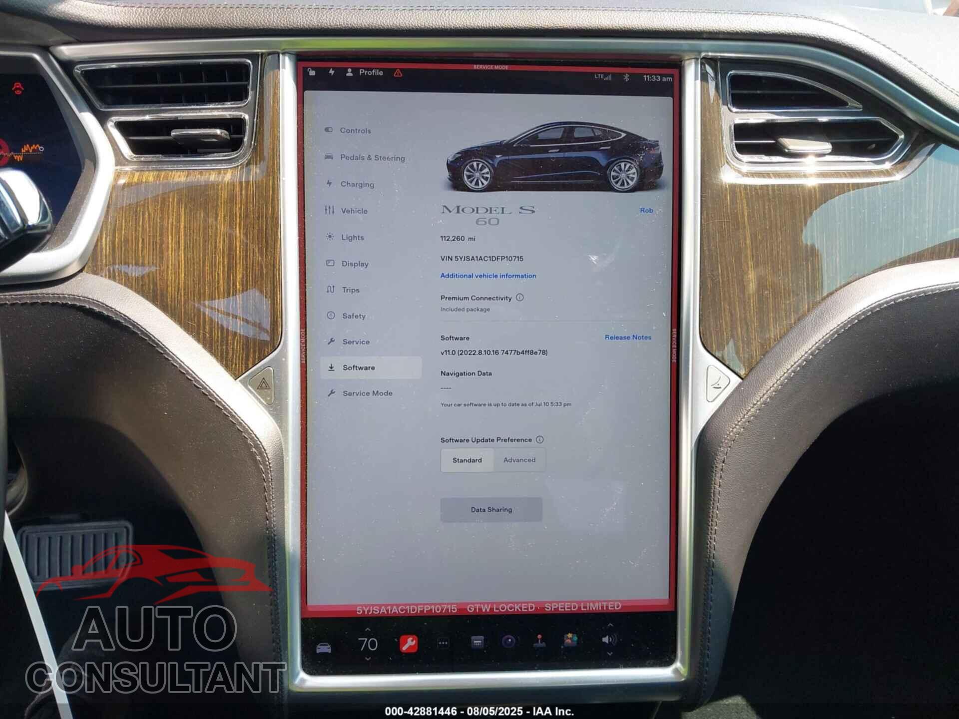 TESLA MODEL S 2013 - 5YJSA1AC1DFP10715