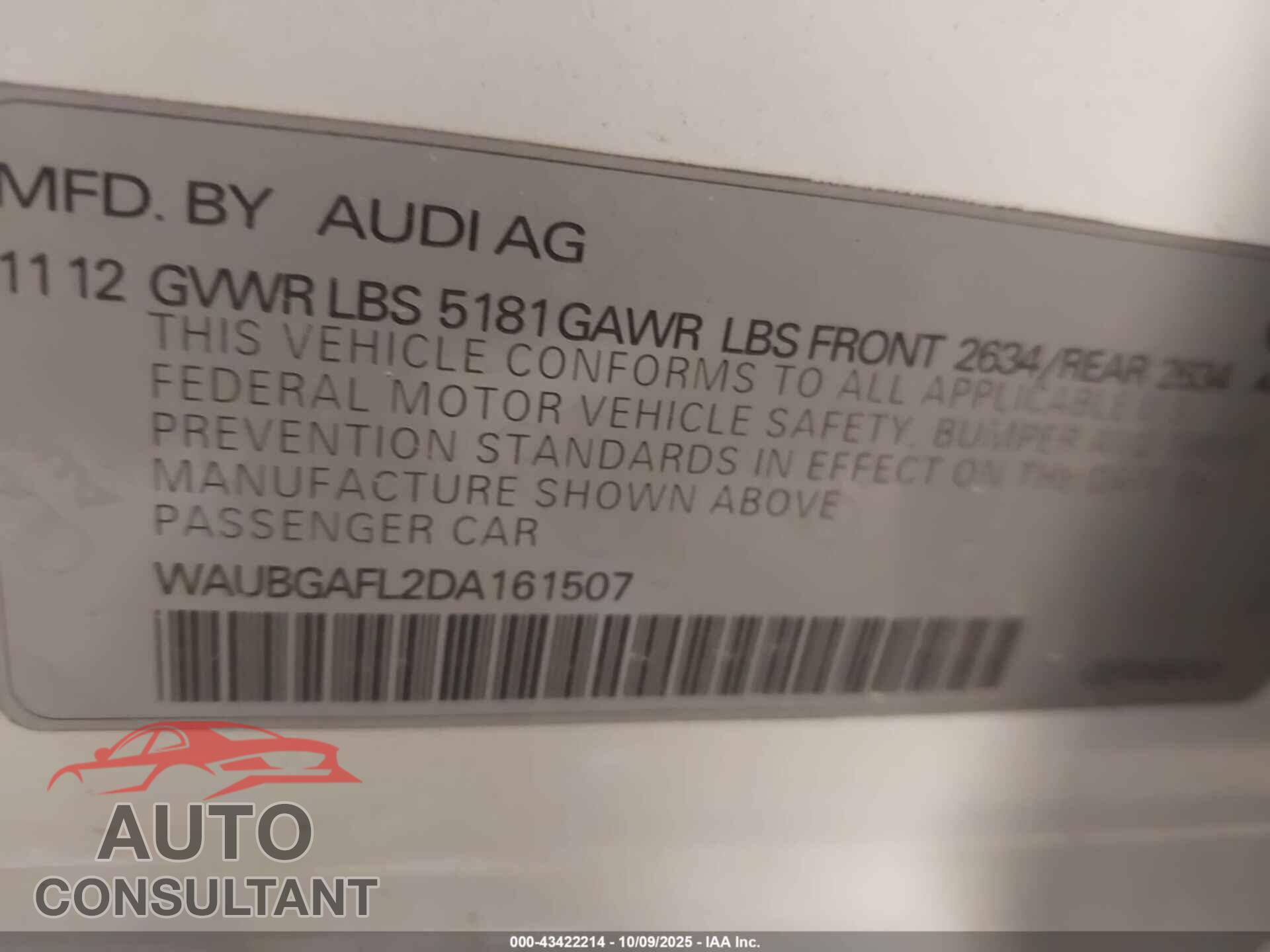 AUDI S4 2013 - WAUBGAFL2DA161507