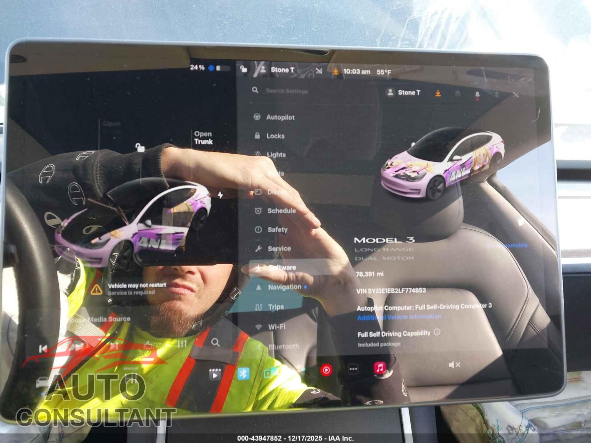 TESLA MODEL 3 2020 - 5YJ3E1EB2LF774853