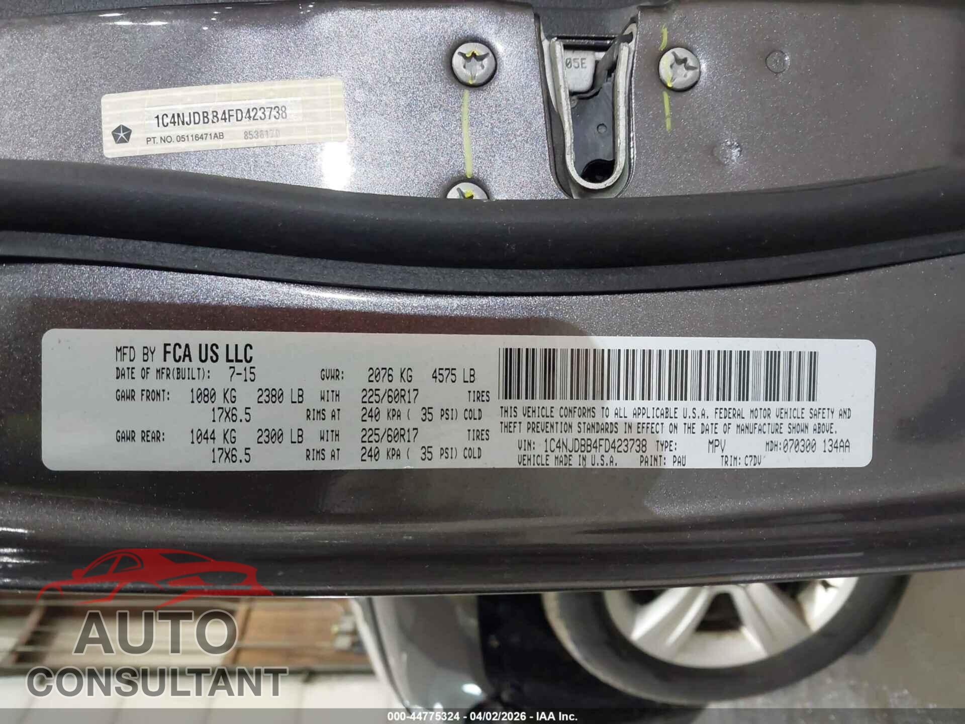 JEEP COMPASS 2015 - 1C4NJDBB4FD423738