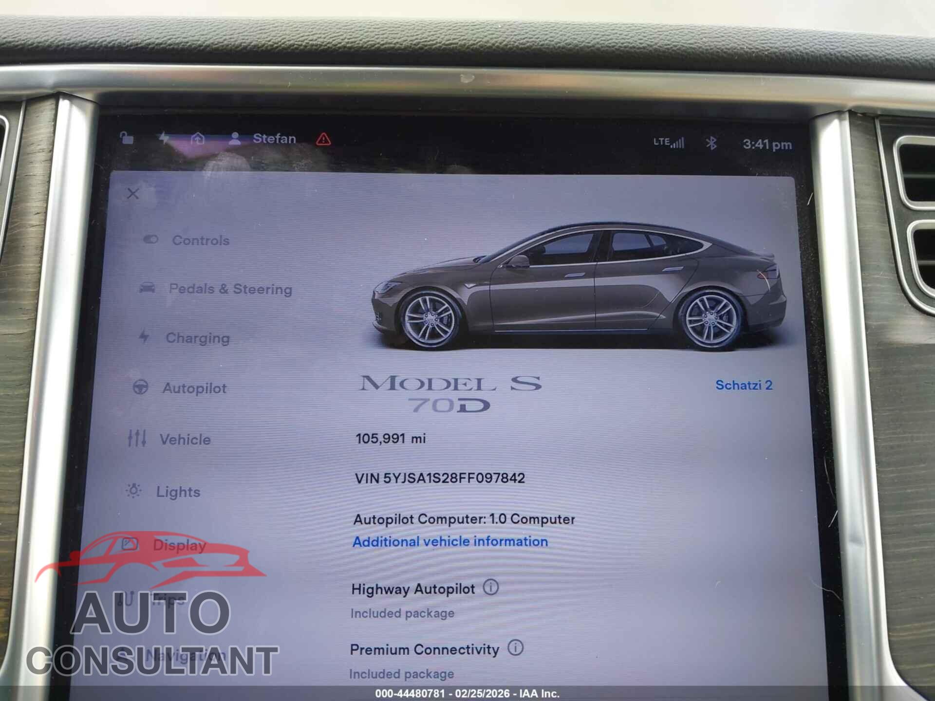 TESLA MODEL S 2015 - 5YJSA1S28FF097842