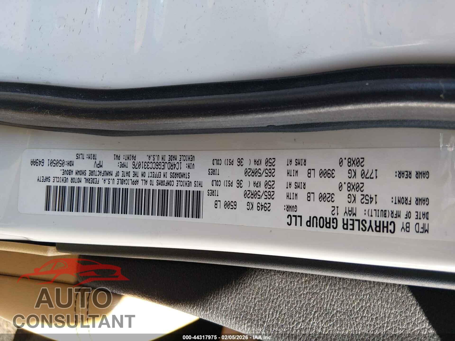 DODGE DURANGO 2012 - 1C4RDJEG6CC331076