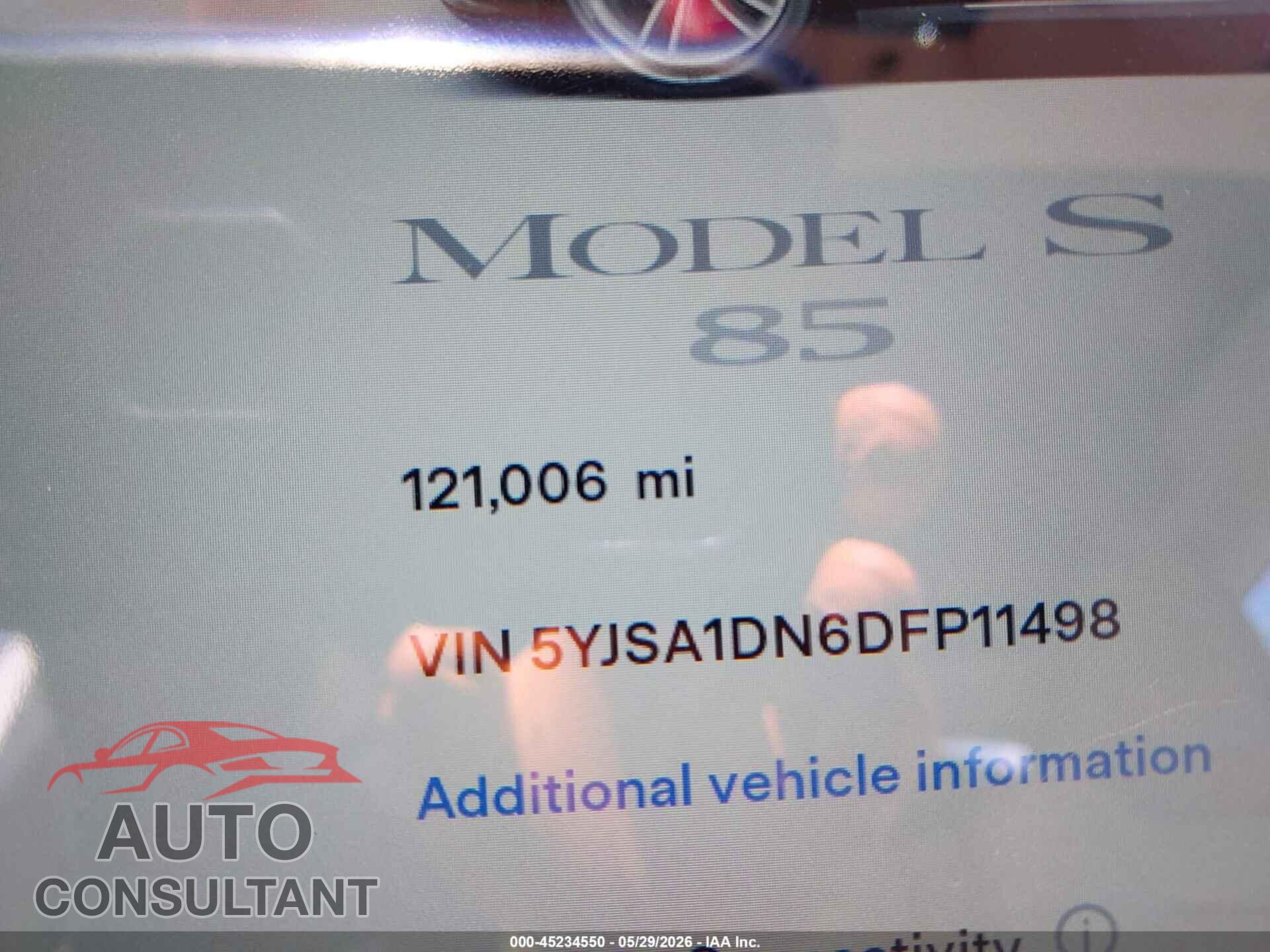 TESLA MODEL S 2013 - 5YJSA1DN6DFP11498