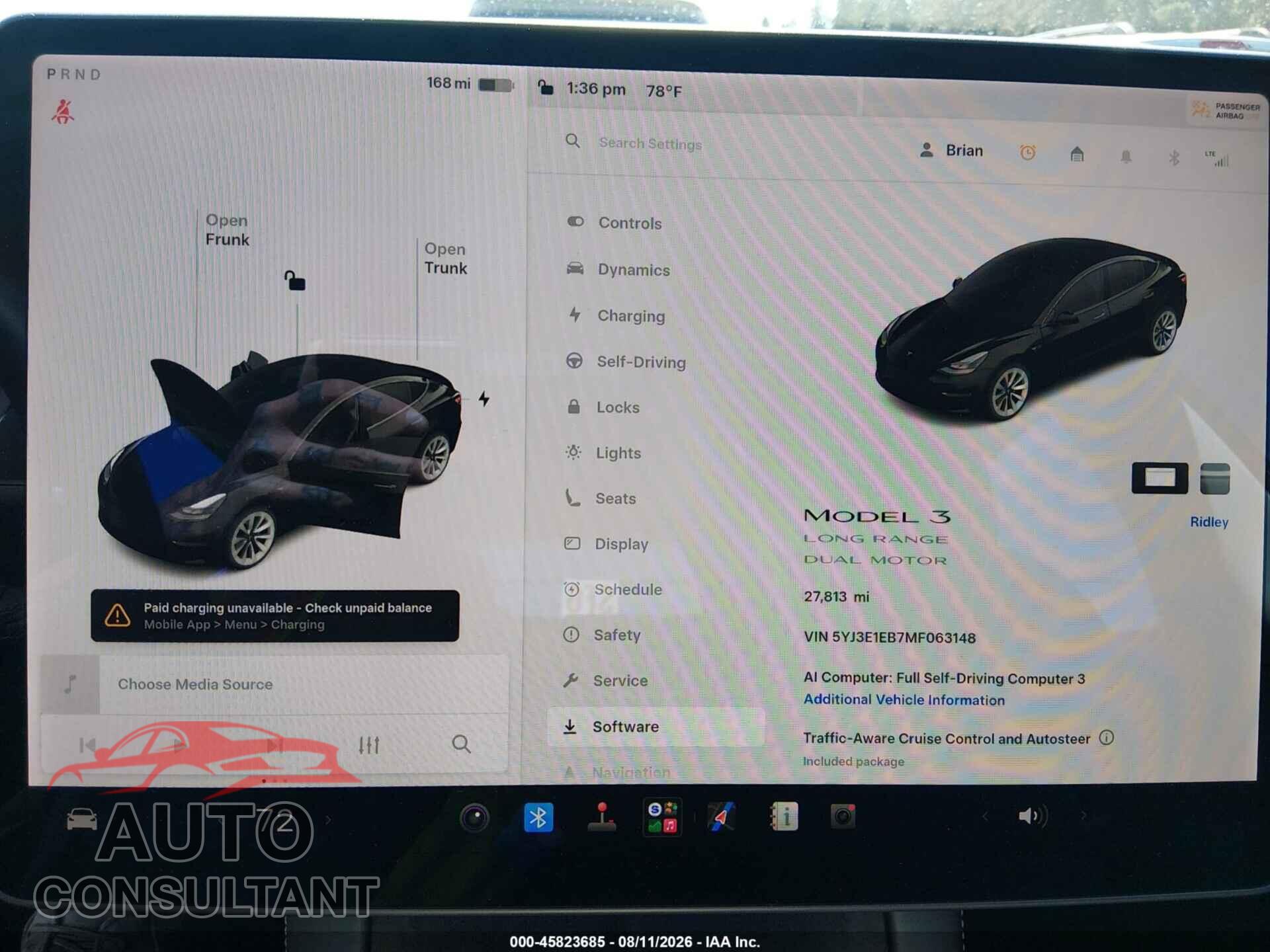 TESLA MODEL 3 2021 - 5YJ3E1EB7MF063148