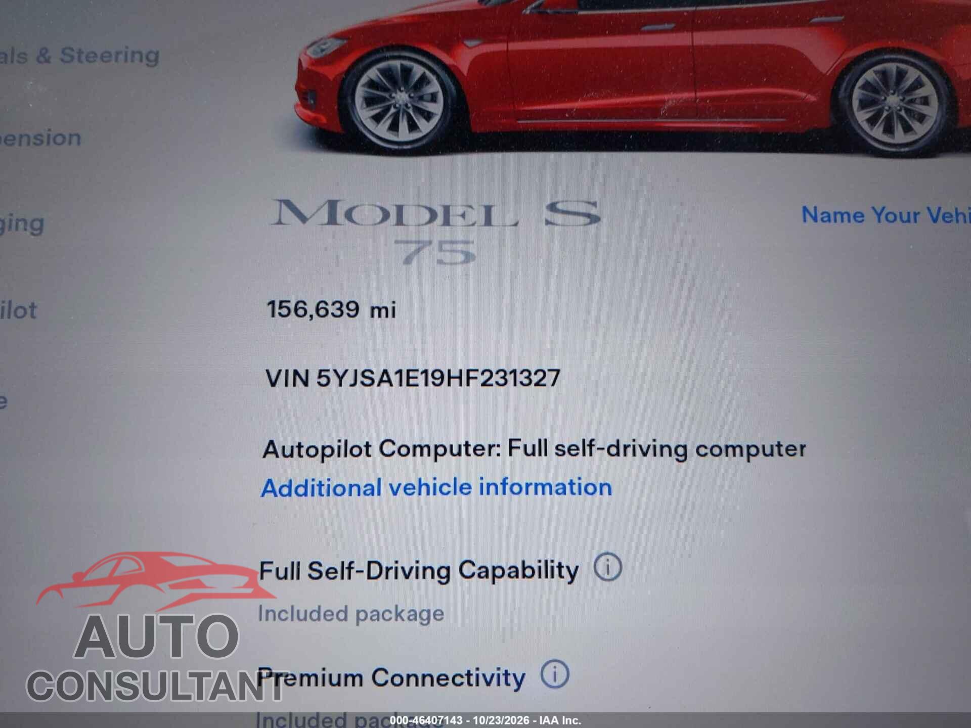 TESLA MODEL S 2017 - 5YJSA1E19HF231327