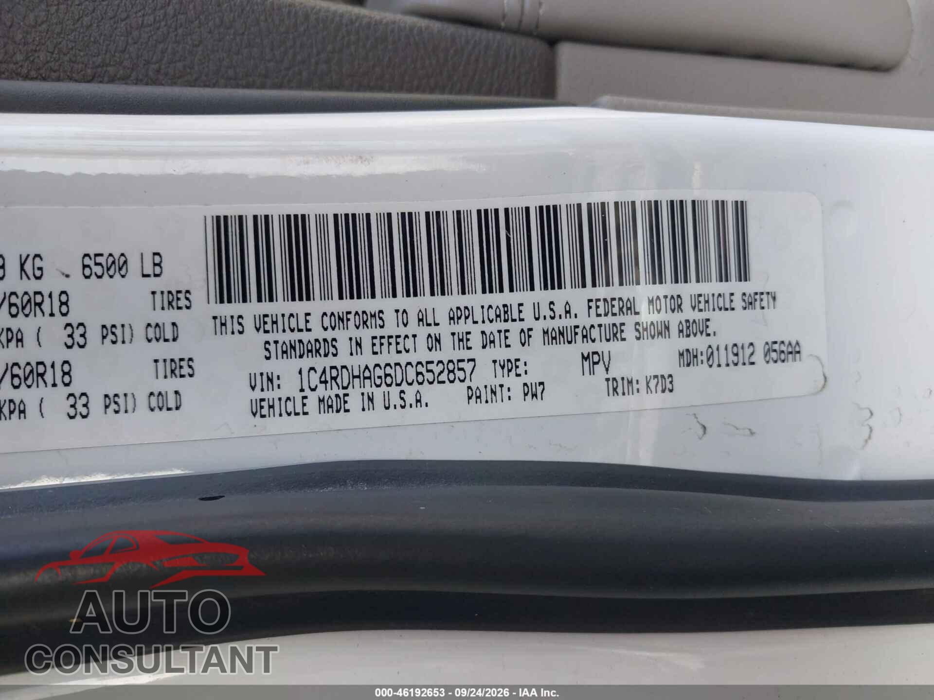 DODGE DURANGO 2013 - 1C4RDHAG6DC652857