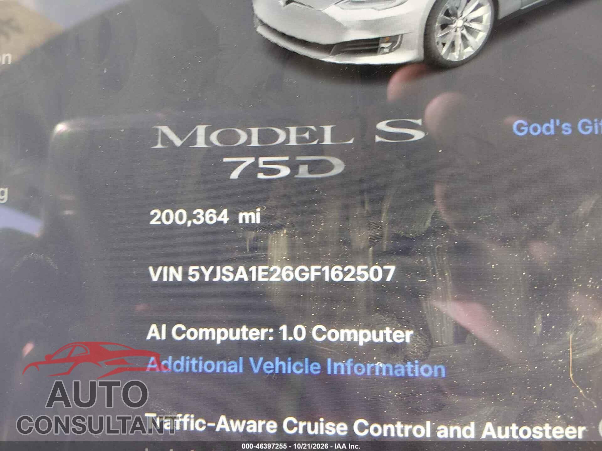 TESLA MODEL S 2016 - 5YJSA1E26GF162507