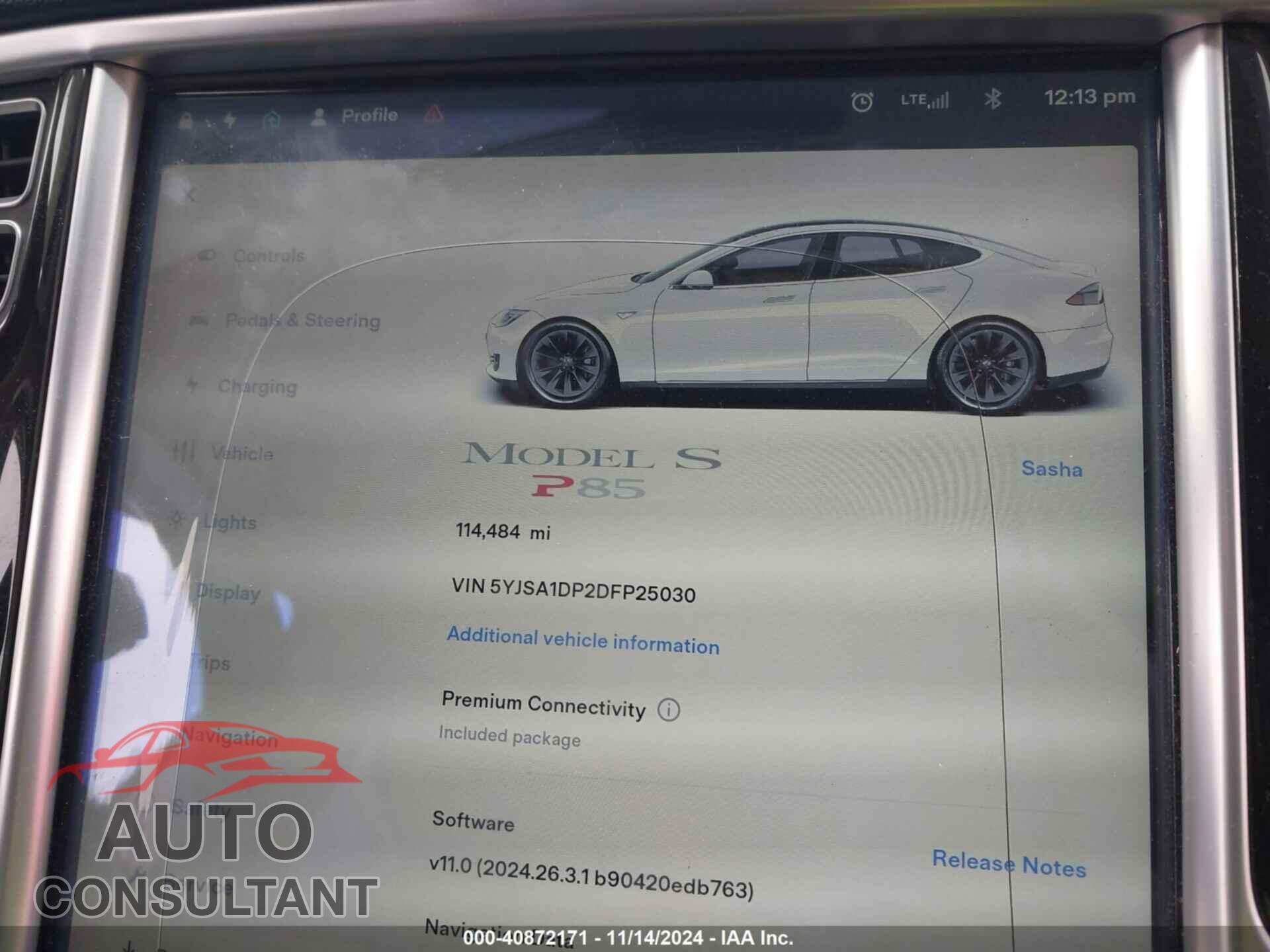 TESLA MODEL S 2013 - 5YJSA1DP2DFP25030