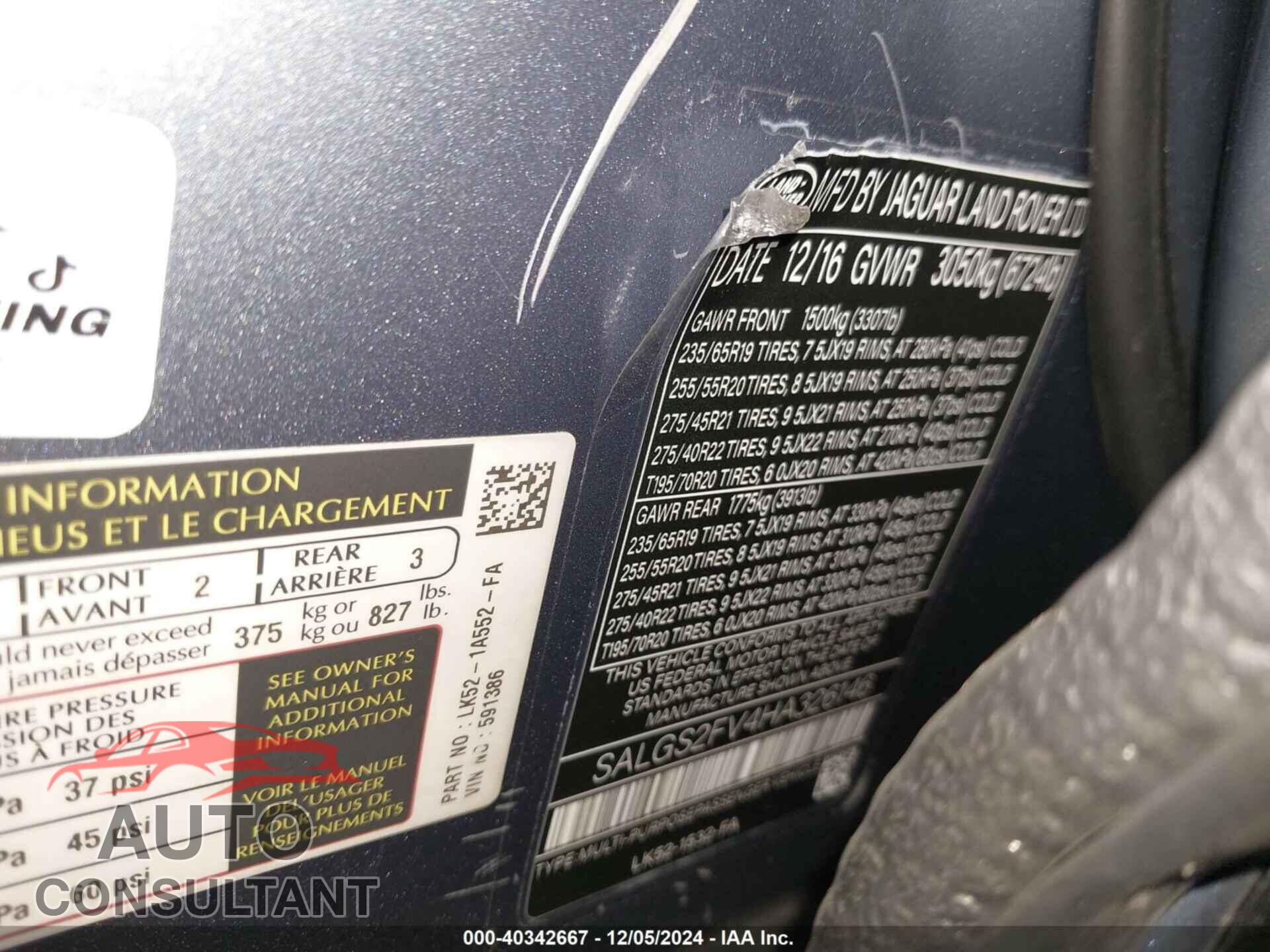LAND ROVER RANGE ROVER 2020 - SALGS2SE2LA591386