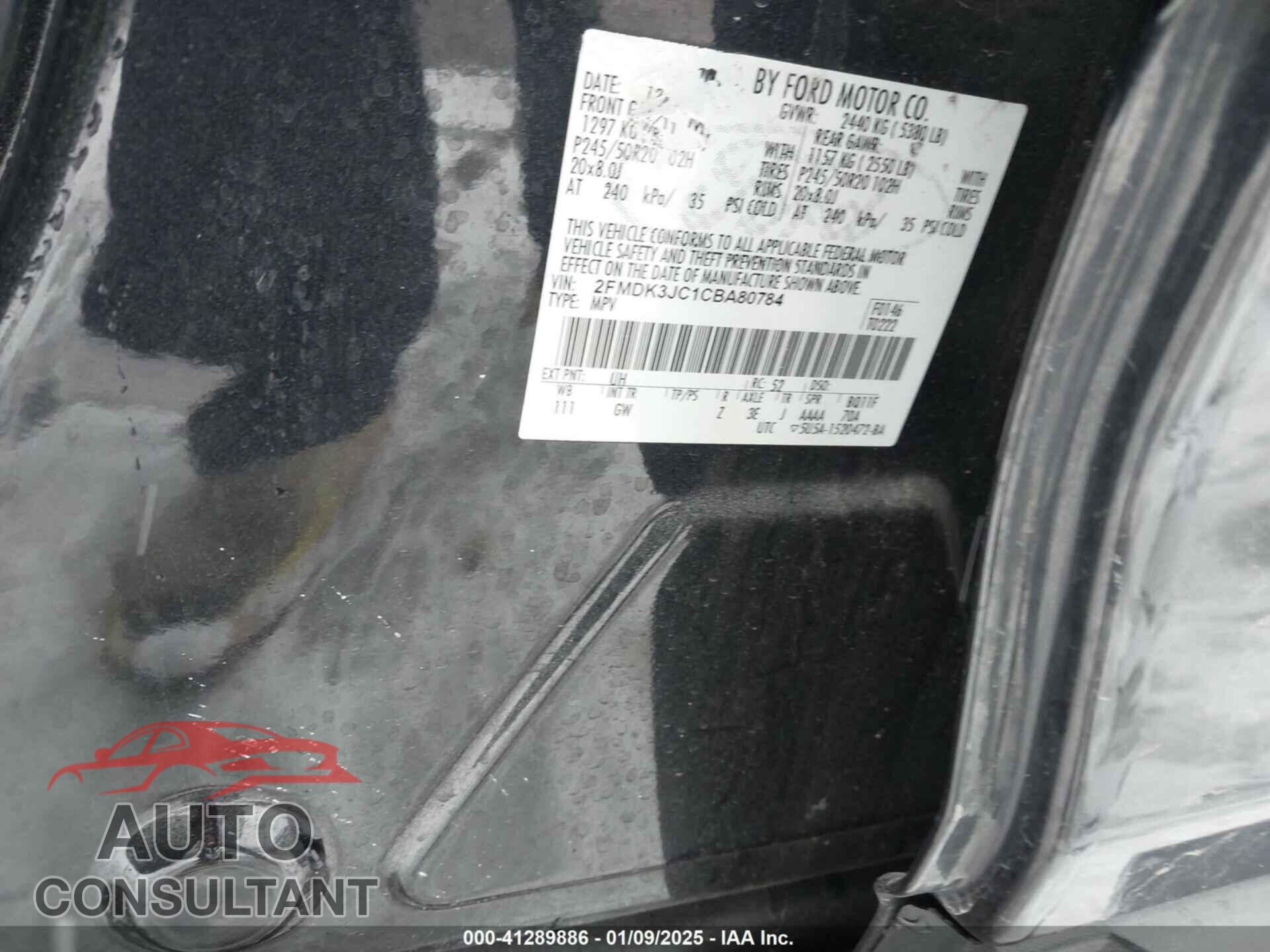 FORD EDGE 2012 - 2FMDK3JC1CBA80784