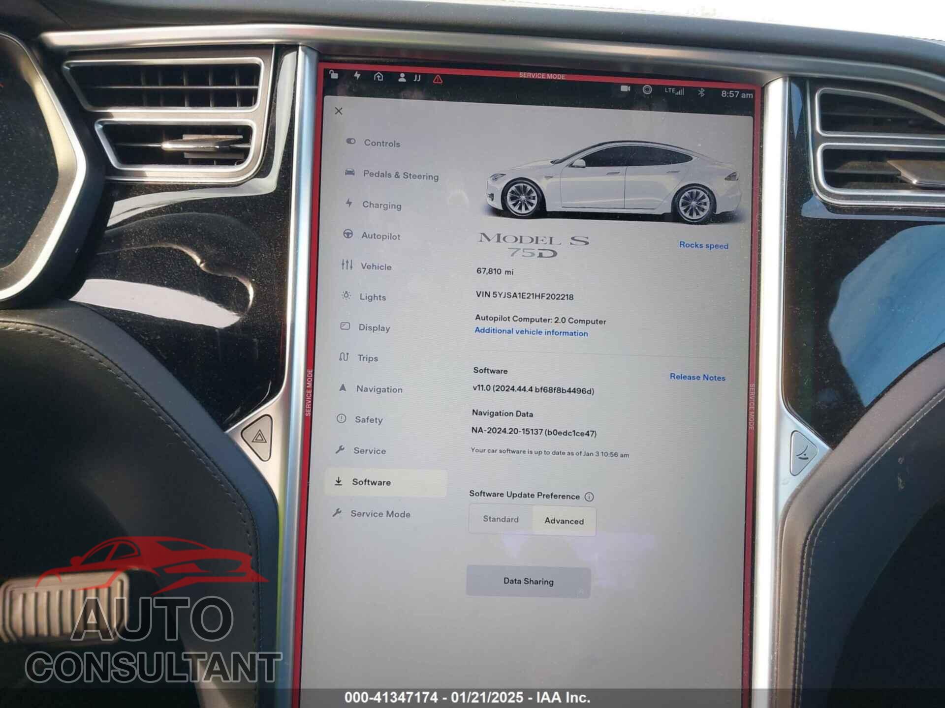 TESLA MODEL S 2017 - 5YJSA1E21HF202218