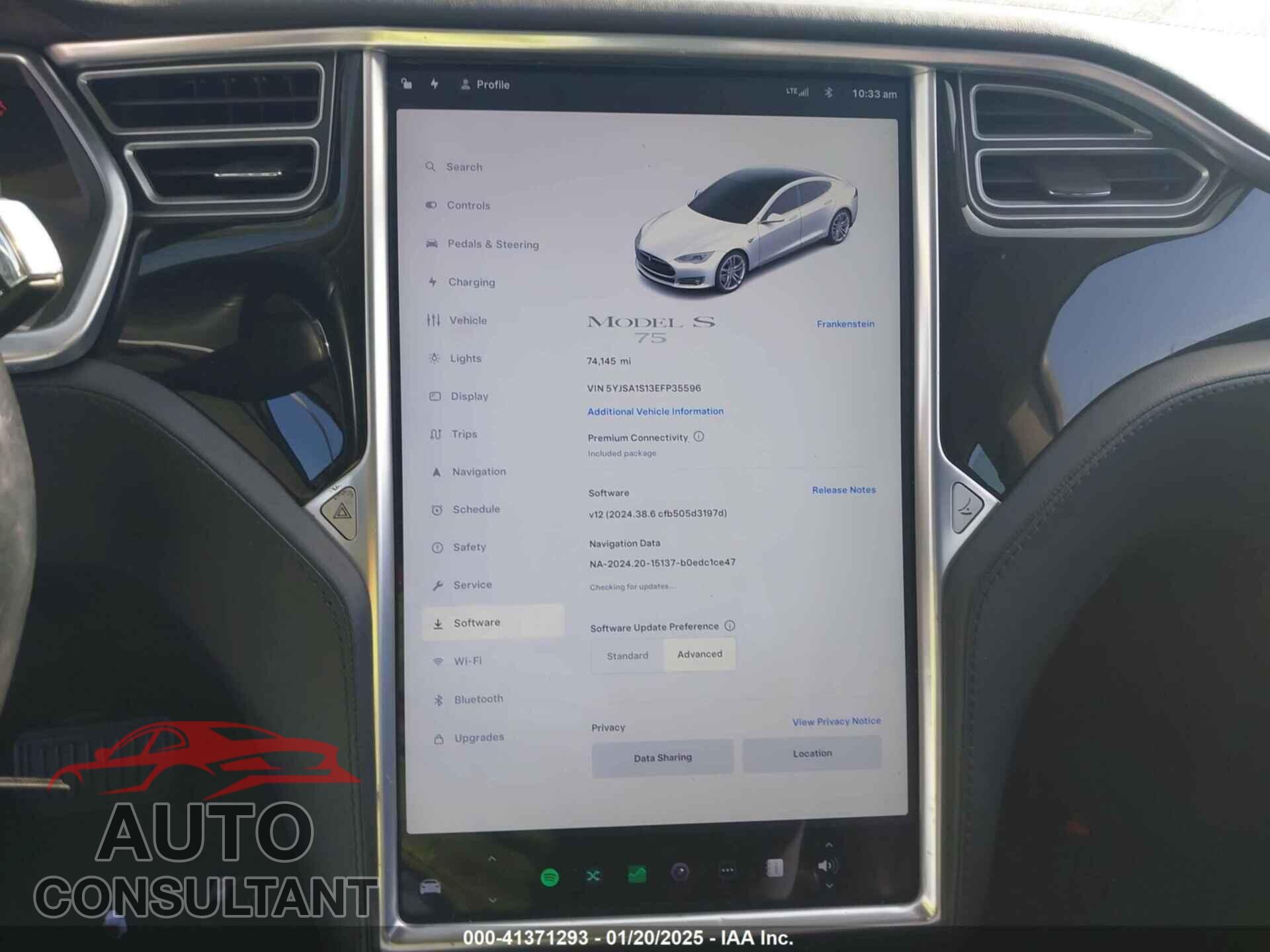 TESLA MODEL S 2014 - 5YJSA1S13EFP35596