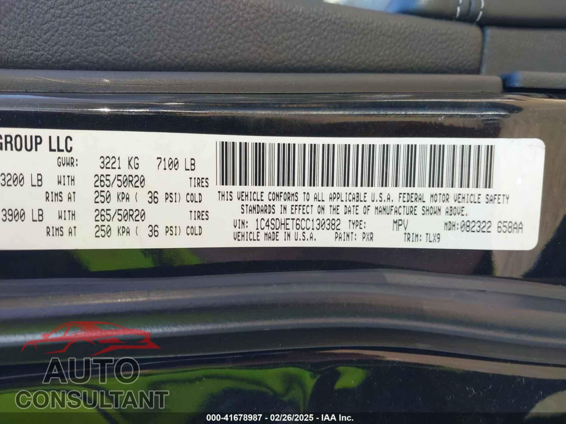 DODGE DURANGO 2012 - 1C4SDHET6CC130382