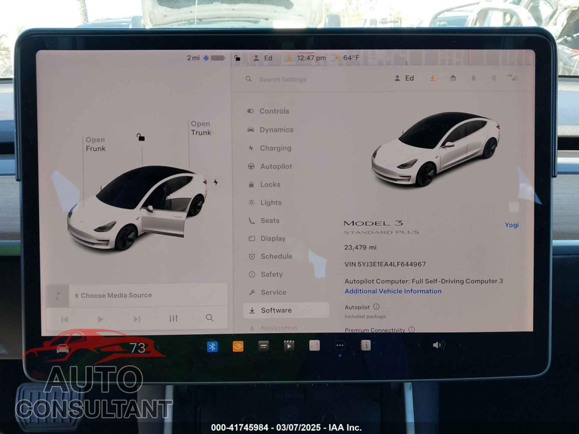 TESLA MODEL 3 2020 - 5YJ3E1EA4LF644967
