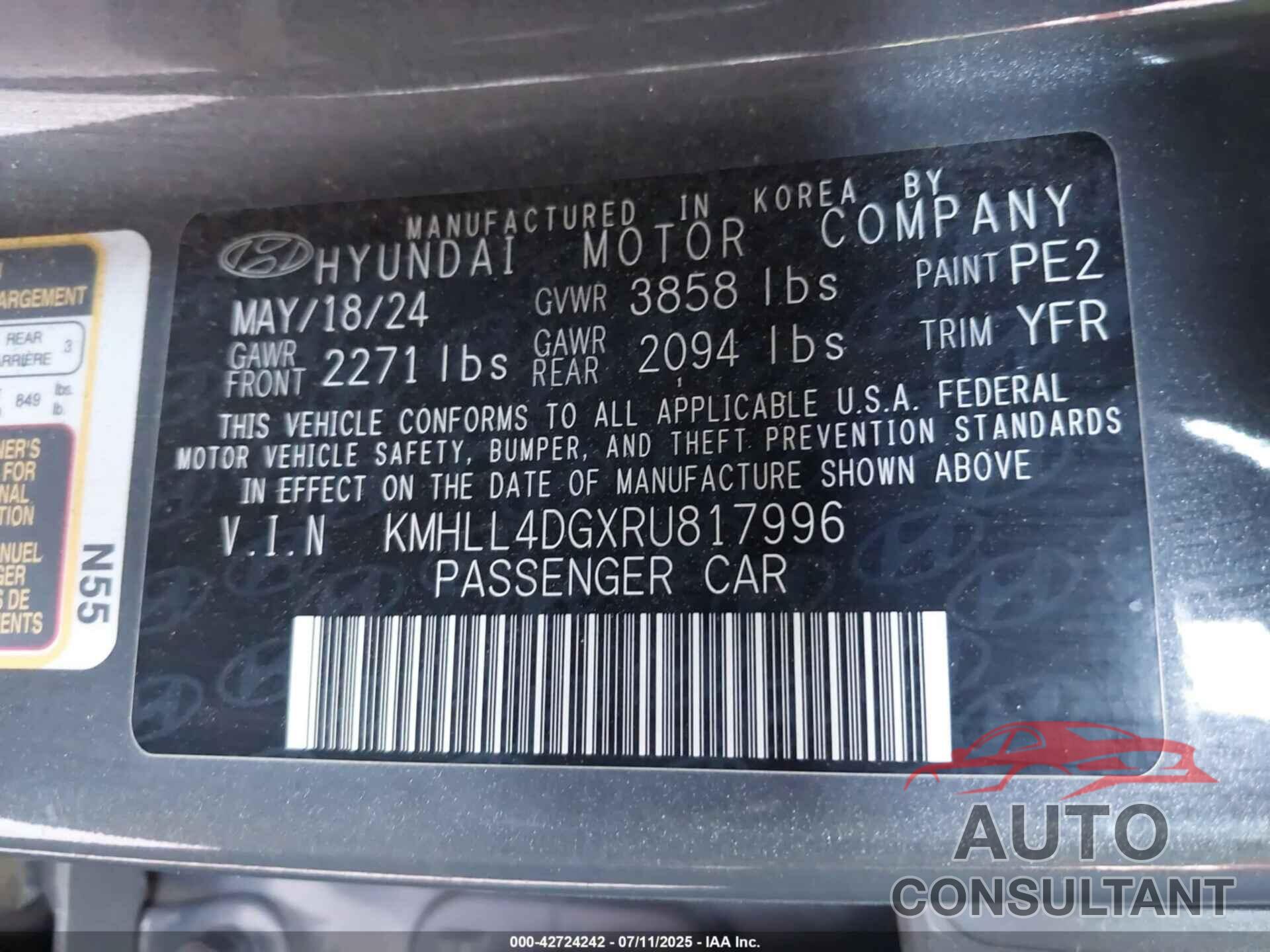 HYUNDAI ELANTRA 2024 - KMHLL4DGXRU817996