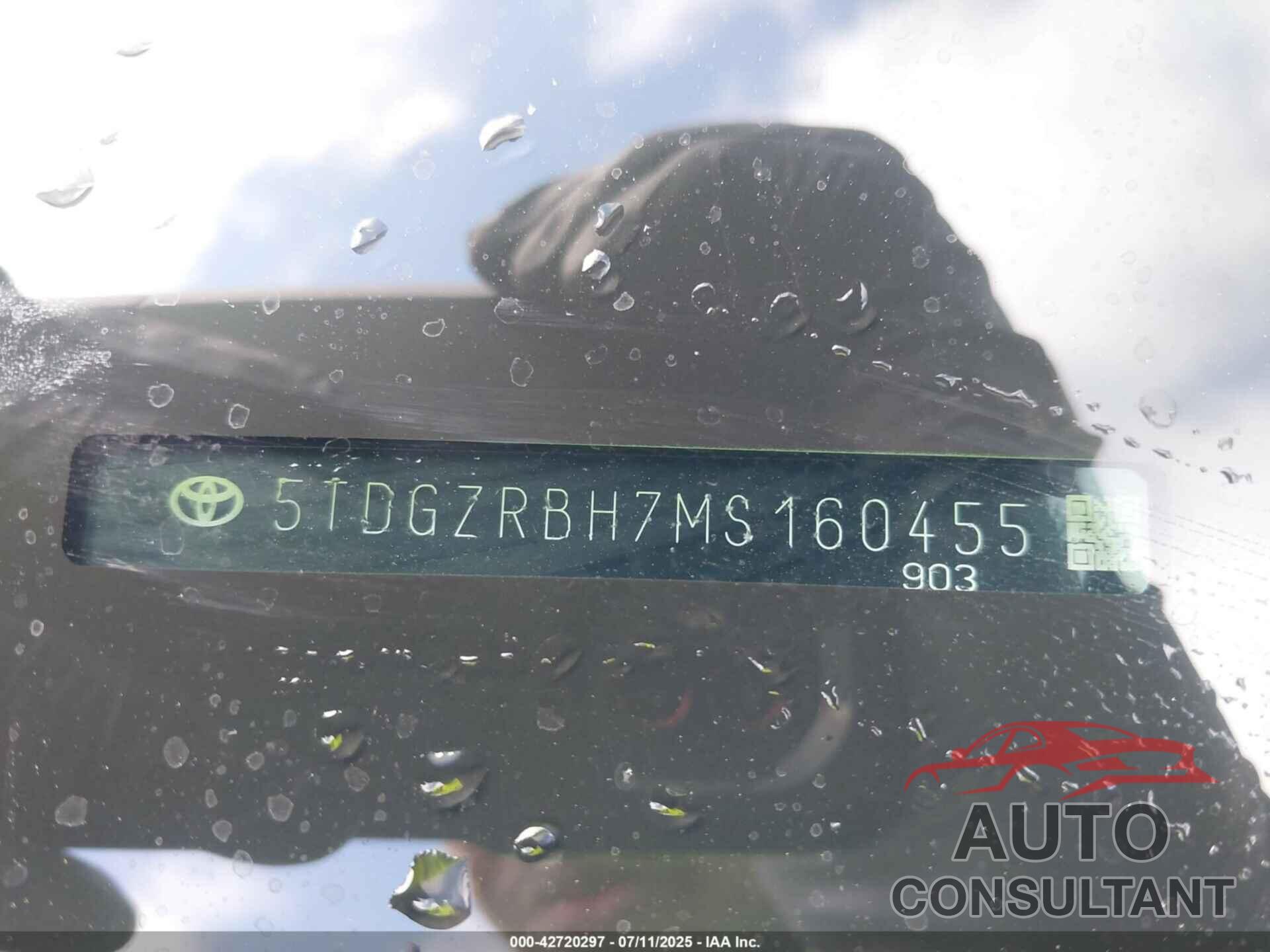 TOYOTA HIGHLANDER 2021 - 5TDGZRBH7MS160455
