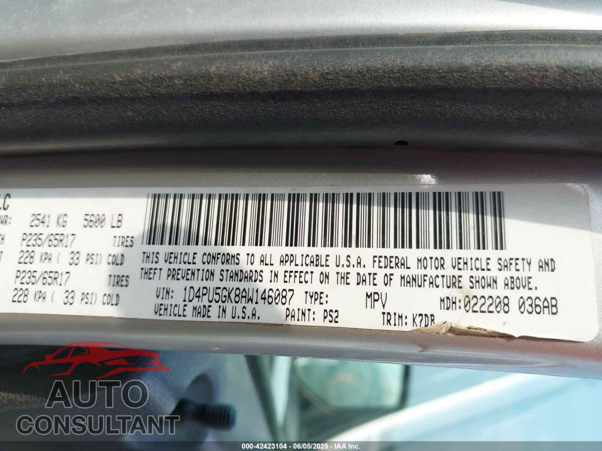 DODGE NITRO 2010 - 1D4PU5GK8AW146087