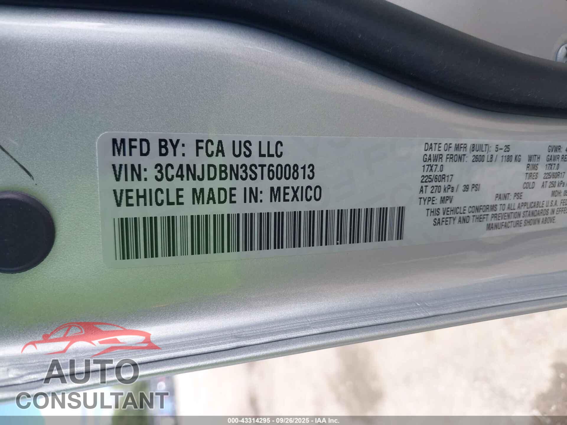 JEEP COMPASS 2025 - 3C4NJDBN3ST600813
