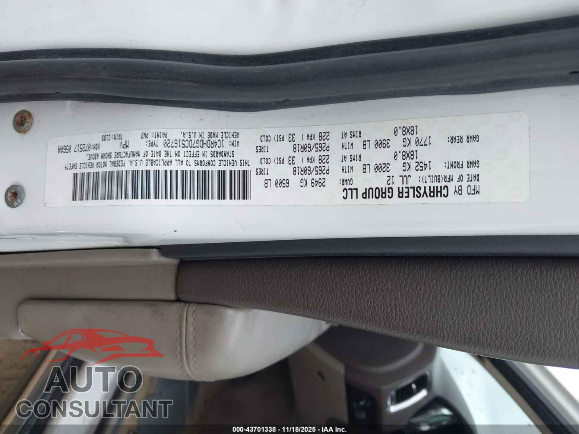 DODGE DURANGO 2013 - 1C4RDHDG7DC516720