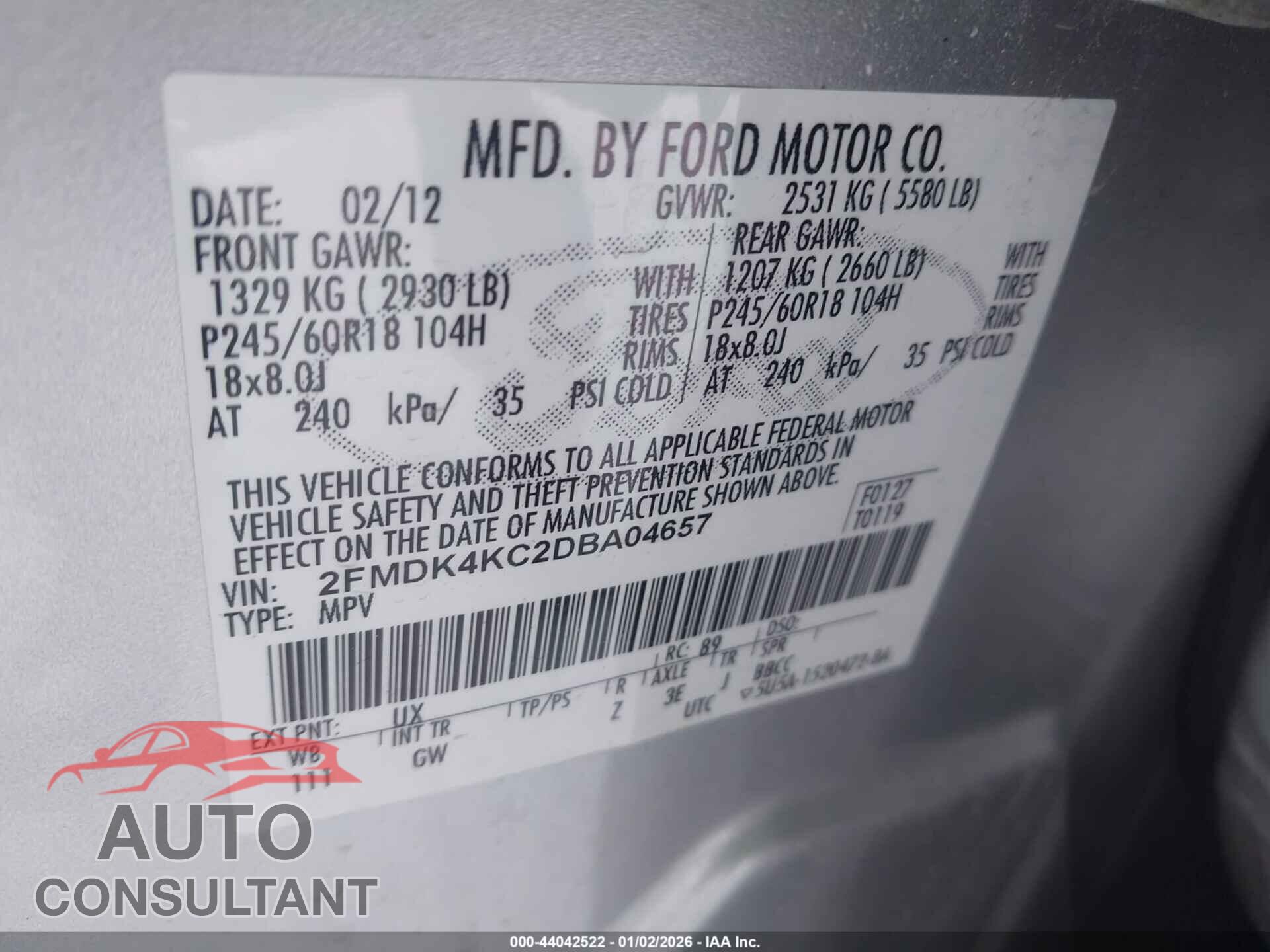 FORD EDGE 2013 - 2FMDK4KC2DBA04657