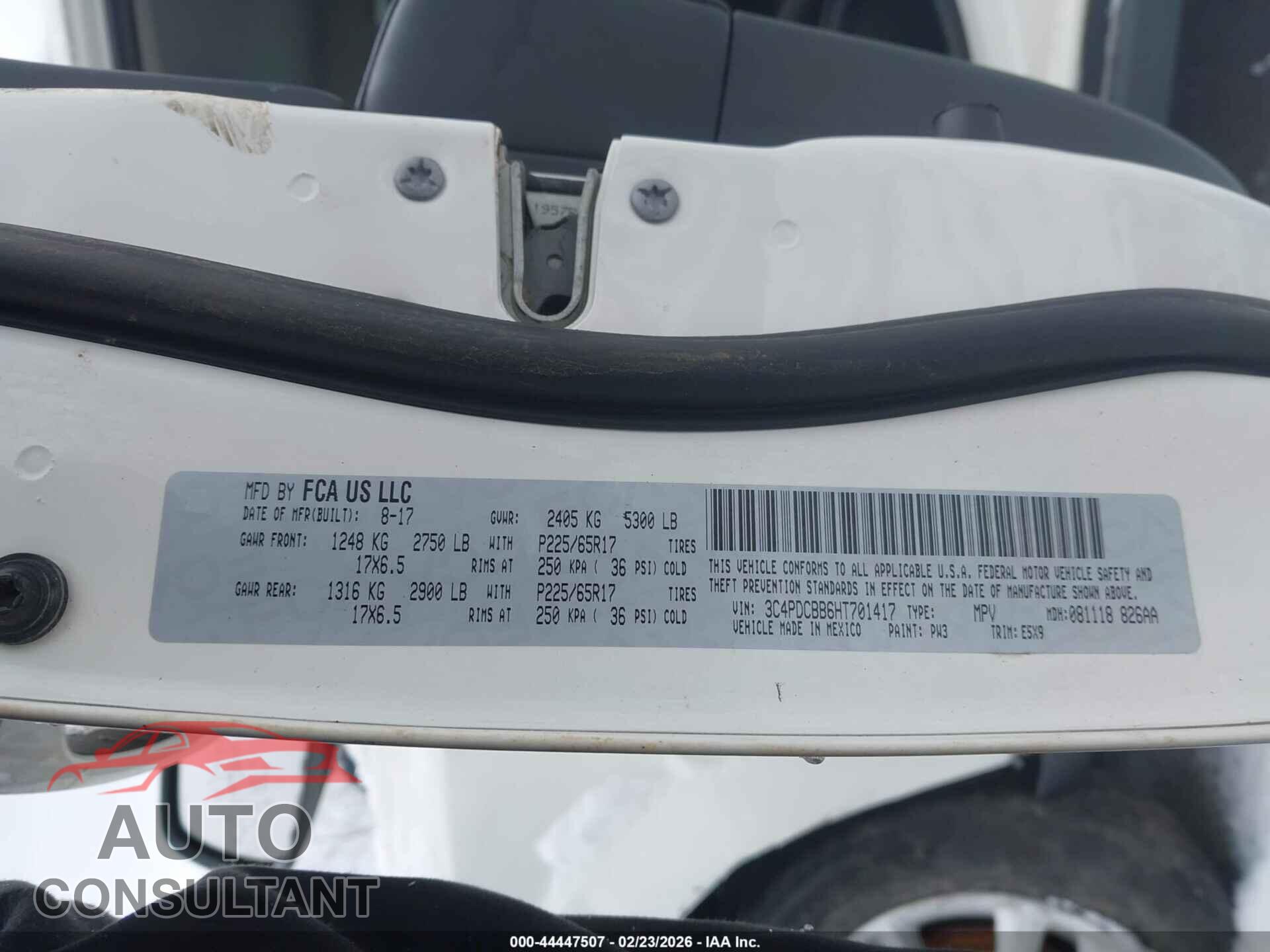 DODGE JOURNEY 2017 - 3C4PDCBB6HT701417