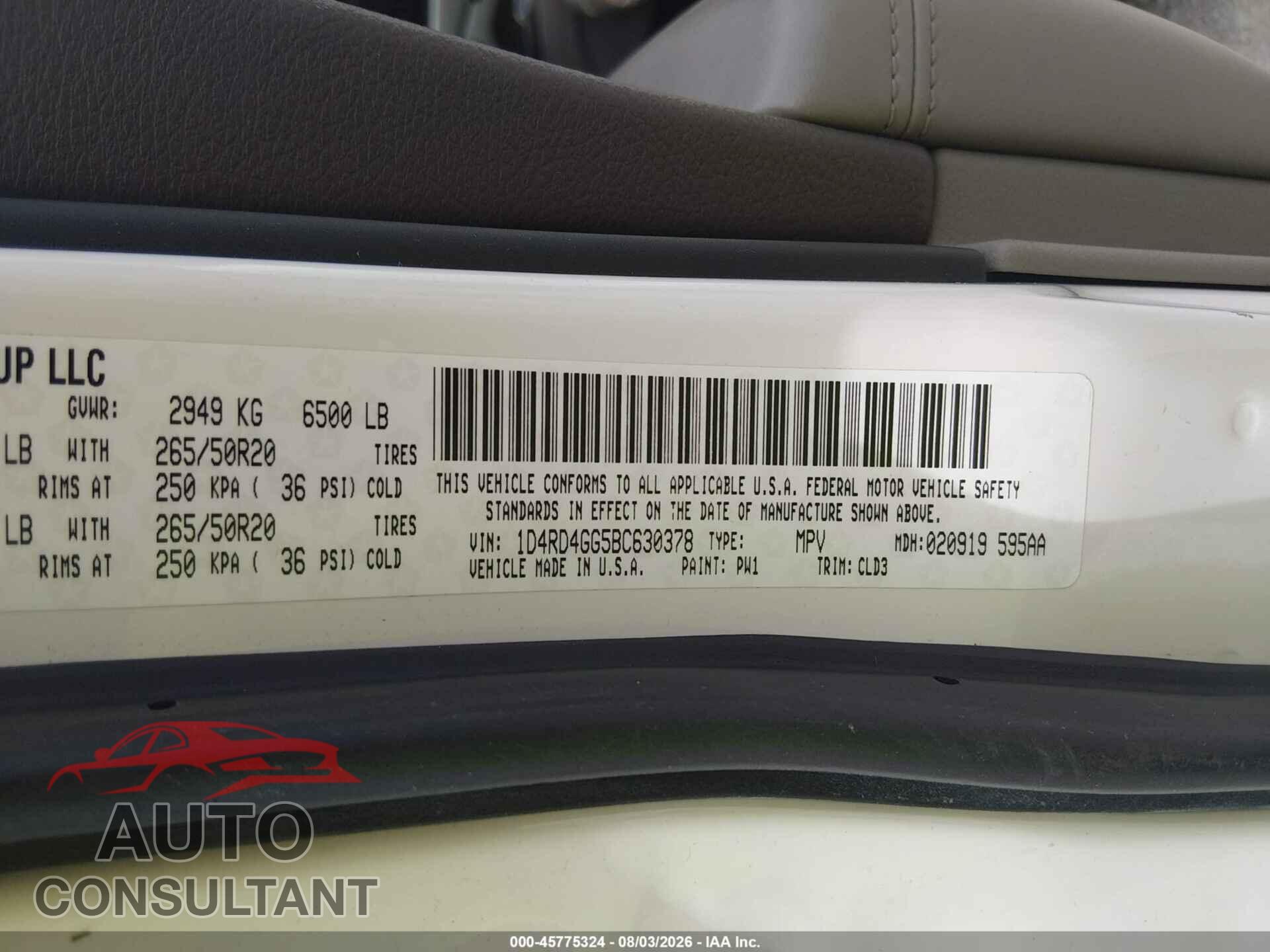 DODGE DURANGO 2011 - 1D4RD4GG5BC630378
