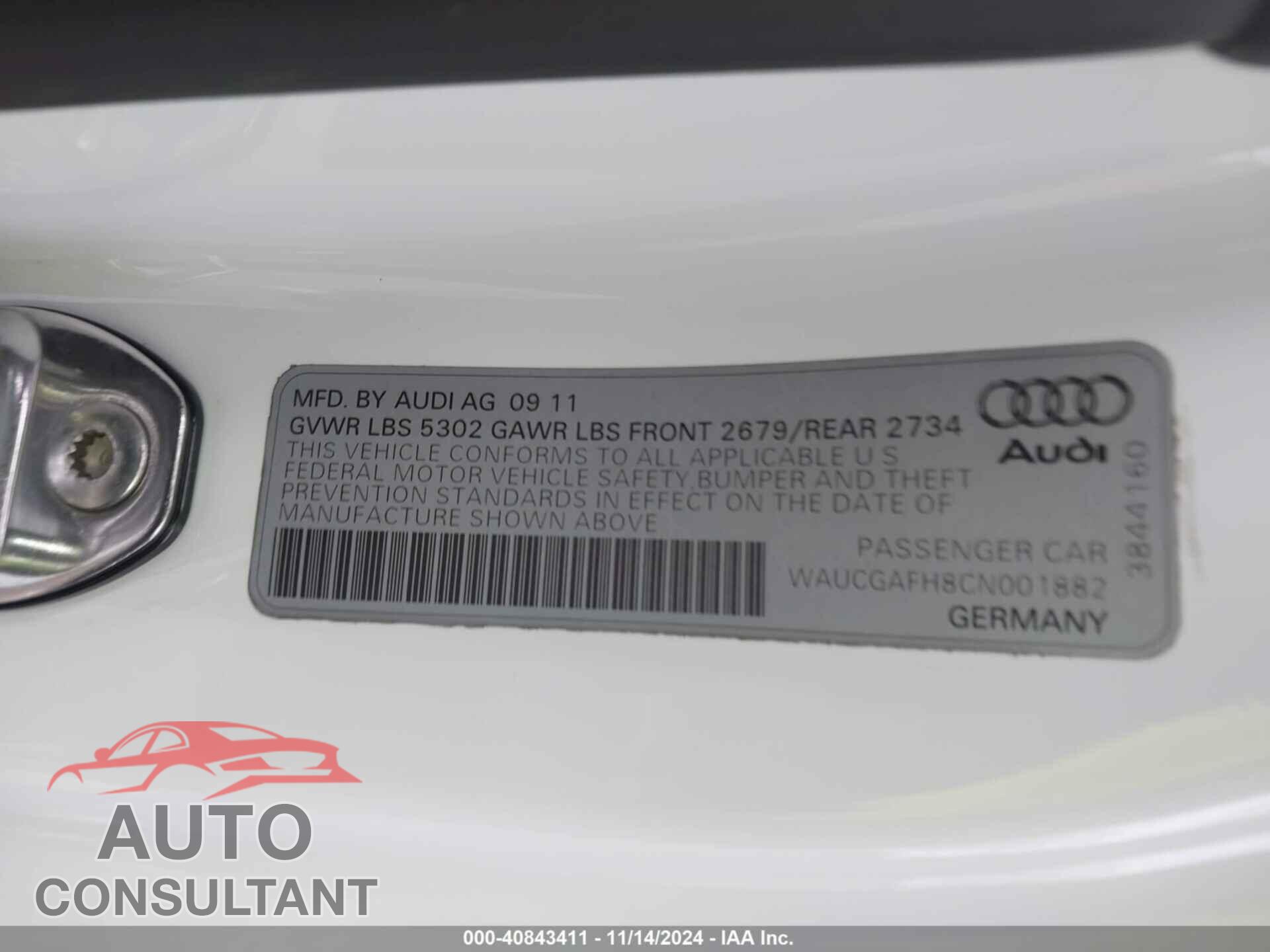 AUDI S5 2012 - WAUCGAFH8CN001882