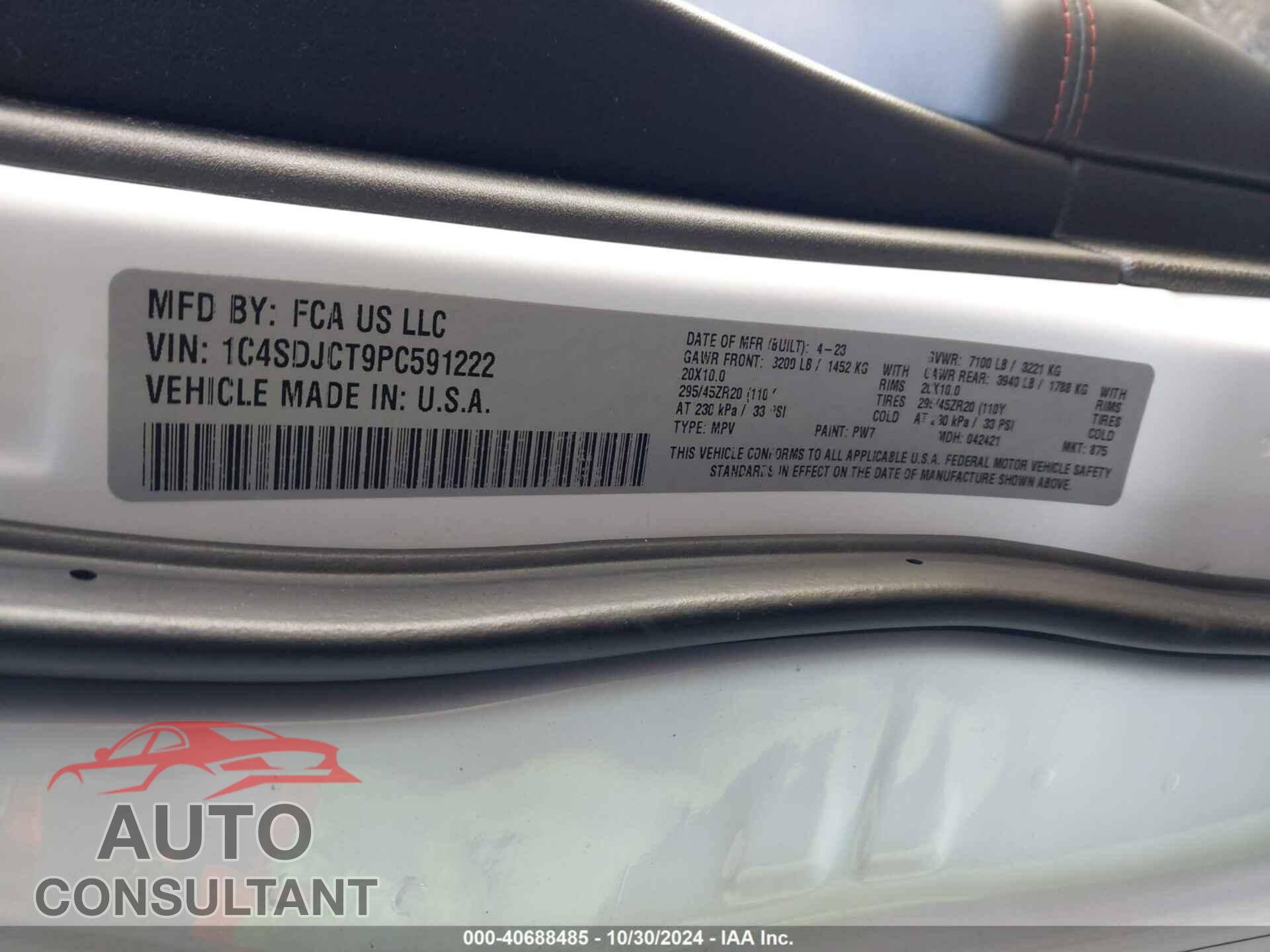 DODGE DURANGO 2023 - 1C4SDJCT9PC591222