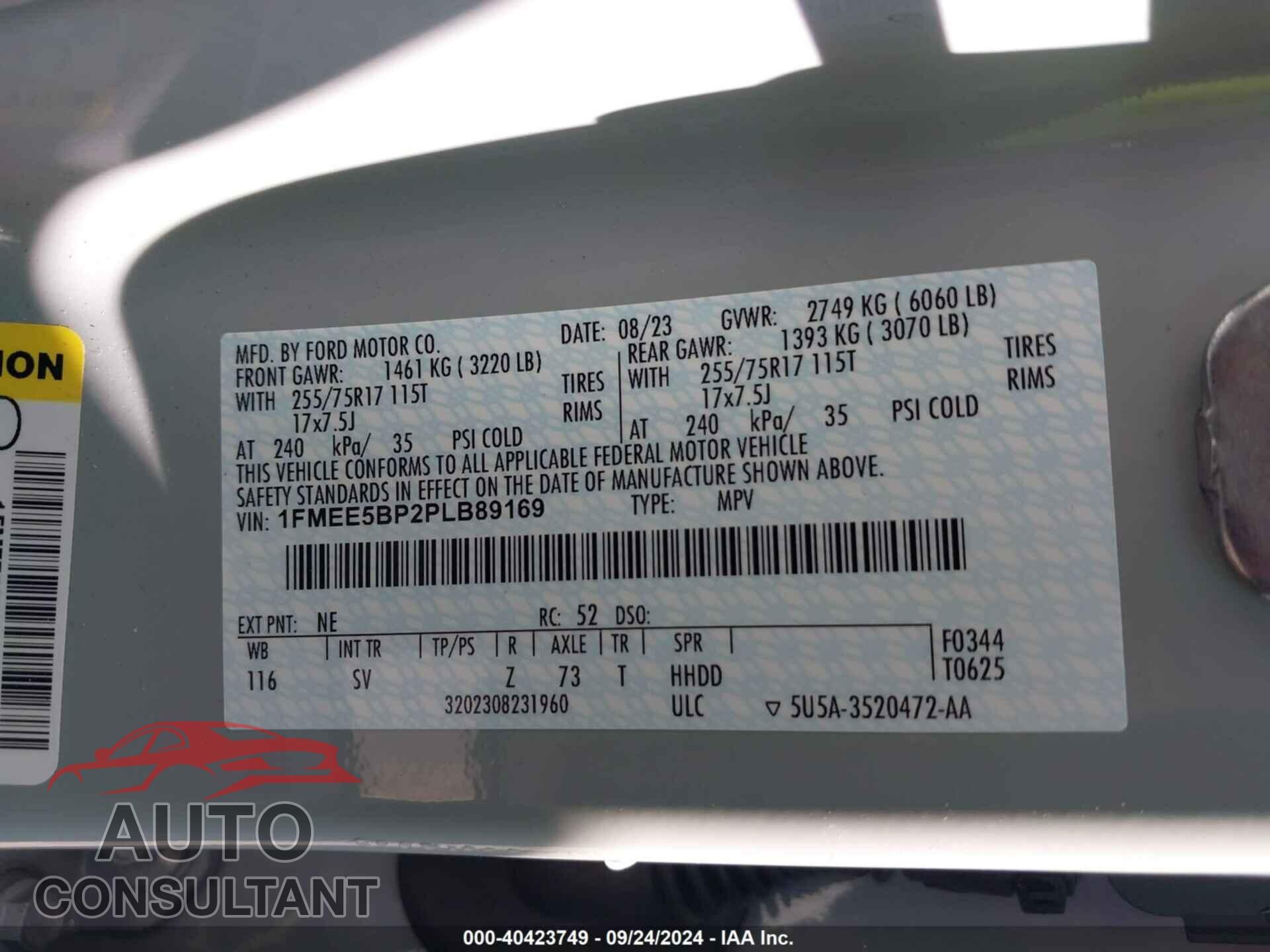 FORD BRONCO 2023 - 1FMEE5BP2PLB89169